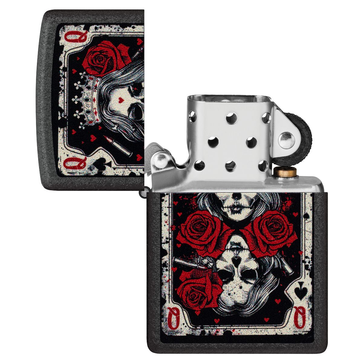 Zippo Lighter: Skull Queen Card - Black Crackle 46896 – Lucas Lighters