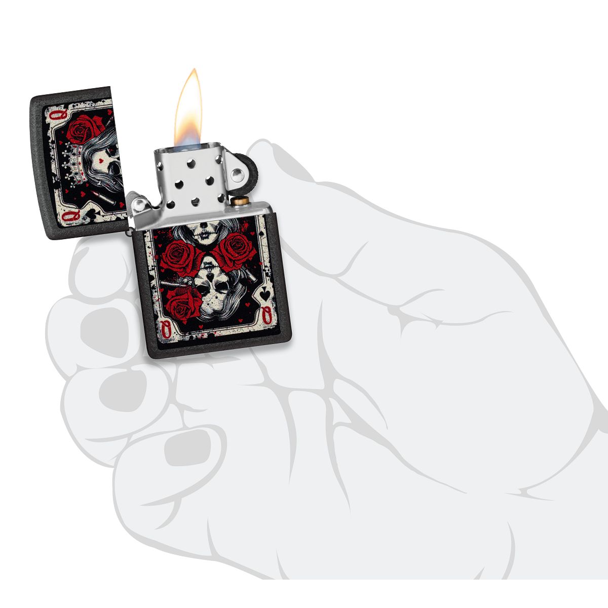 Zippo Lighter: Skull Queen Card - Black Crackle 46896 – Lucas Lighters