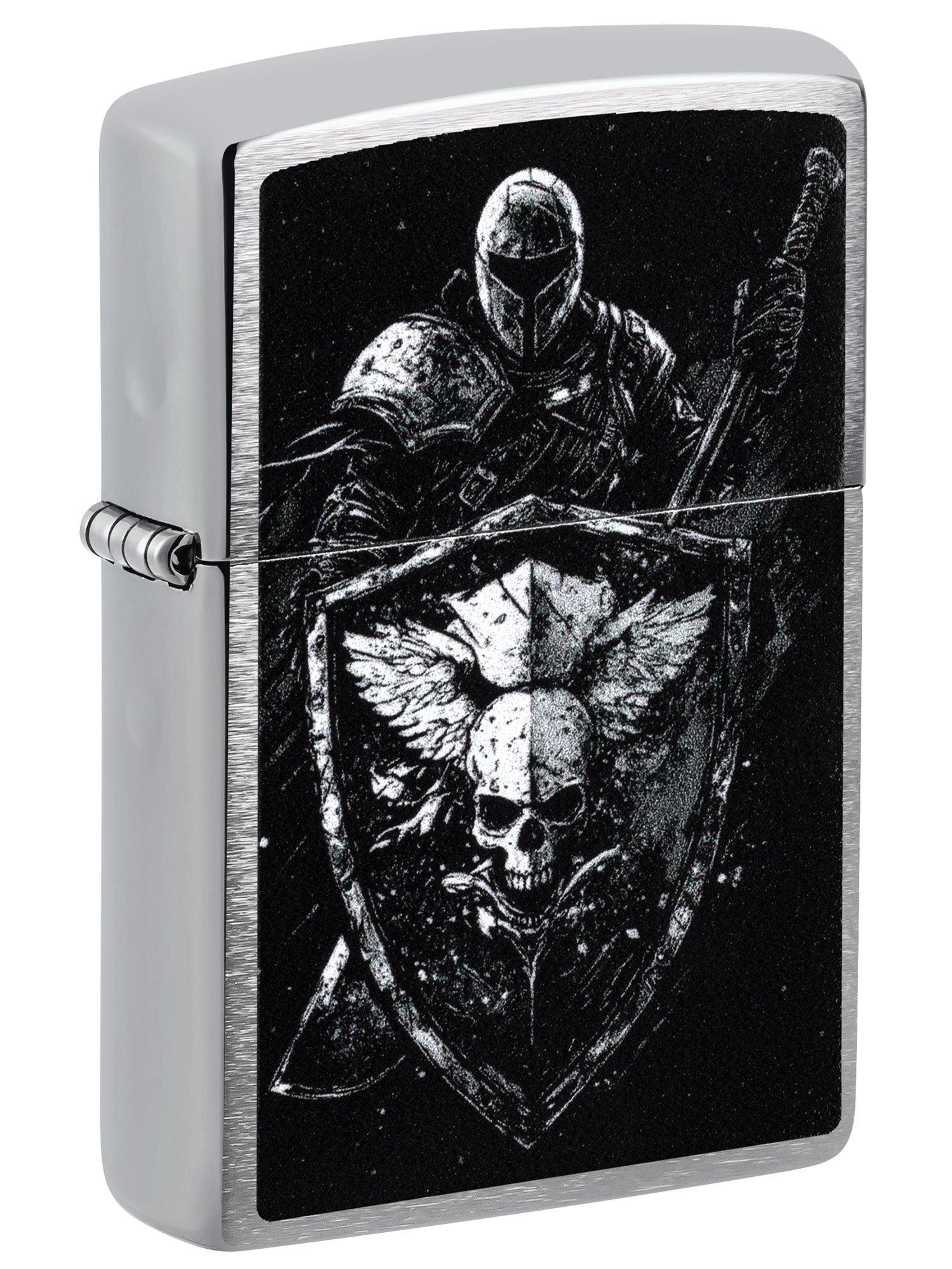 Zippo Lighter: Knight with Shield - Brushed Chrome 46901