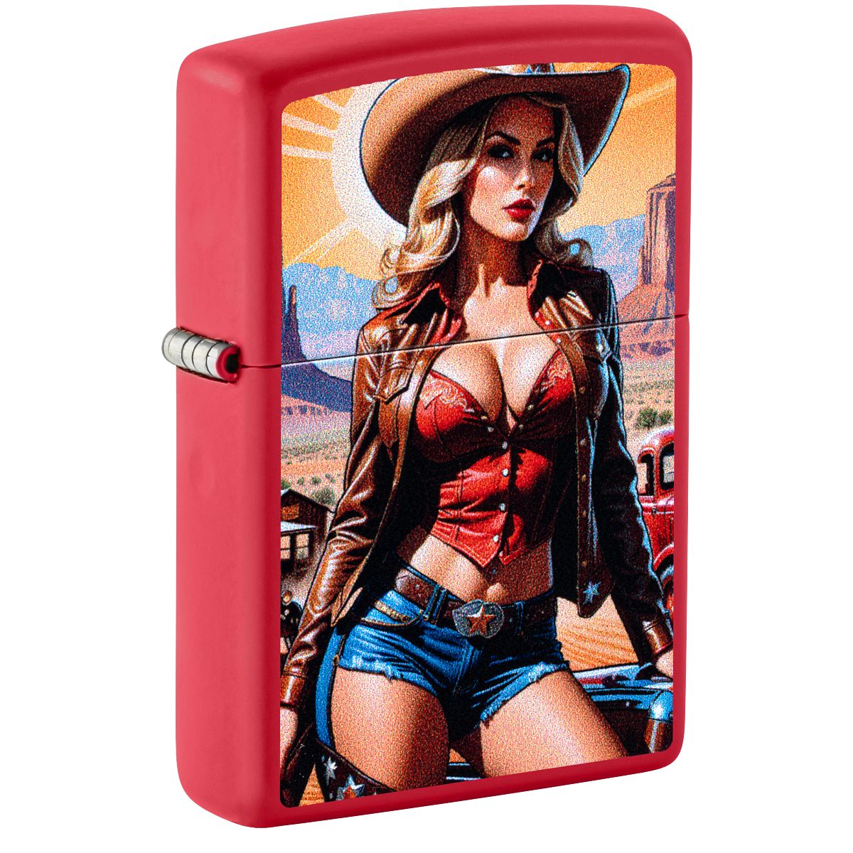 Zippo Lighter: Pin-up Cowgirl - Red Matte 46904 – Lucas Lighters