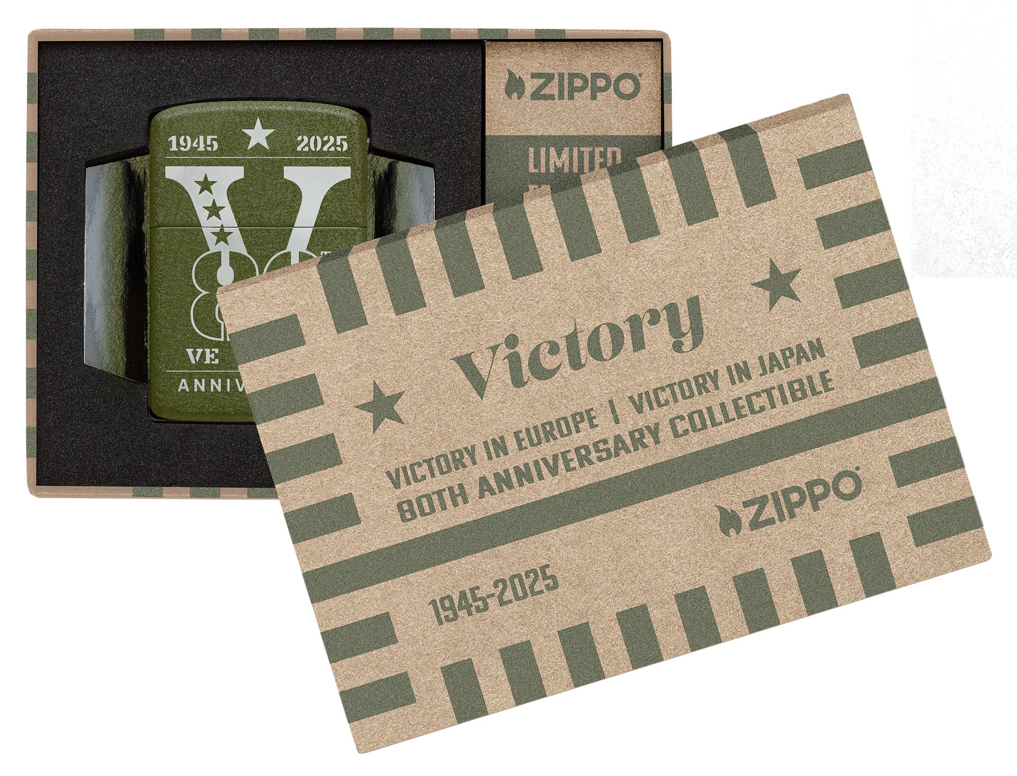 Zippo Lighter: VE/VJ 80th Anniversary  - Green Crackle 46949