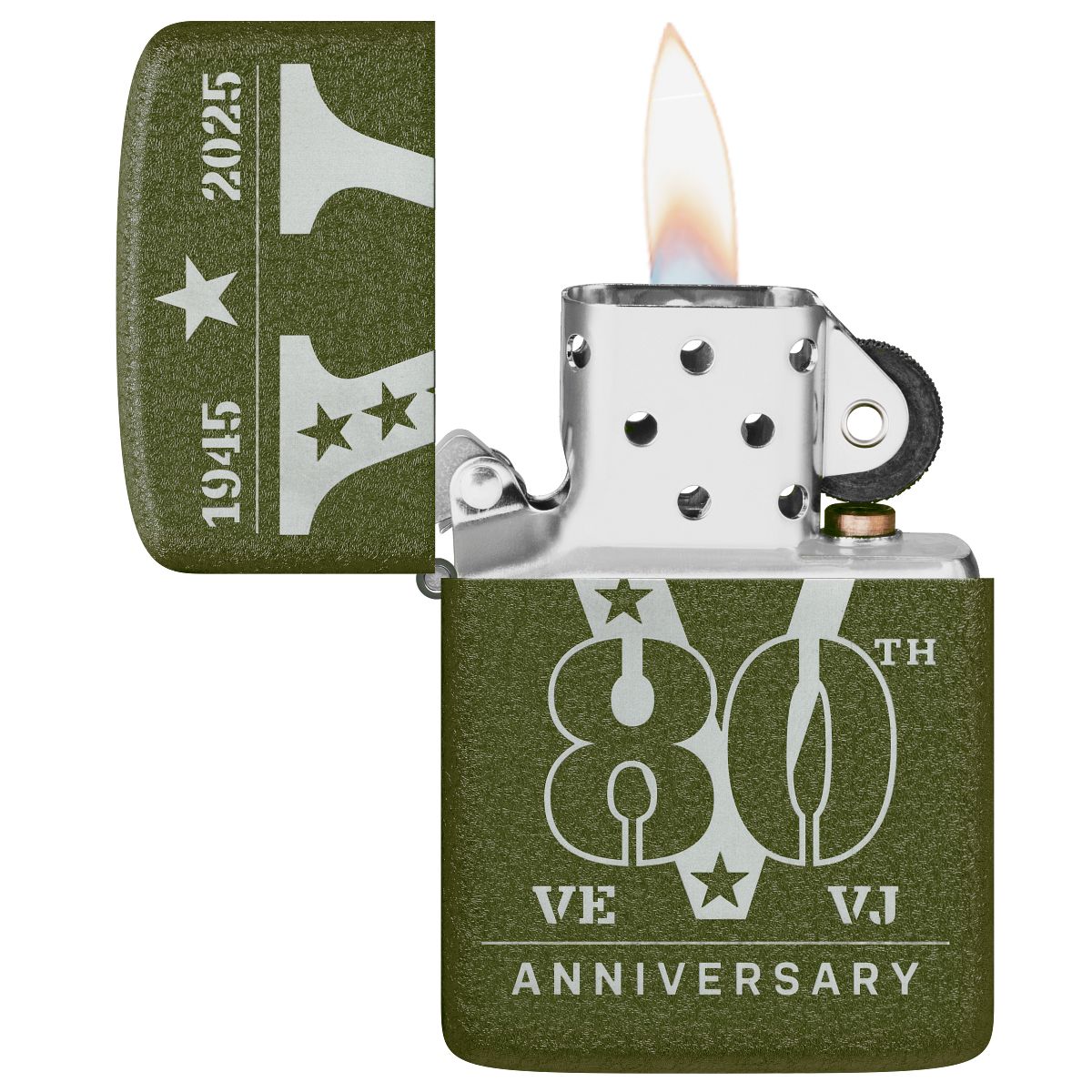 Zippo Lighter: VE/VJ 80th Anniversary - Green Crackle 46949