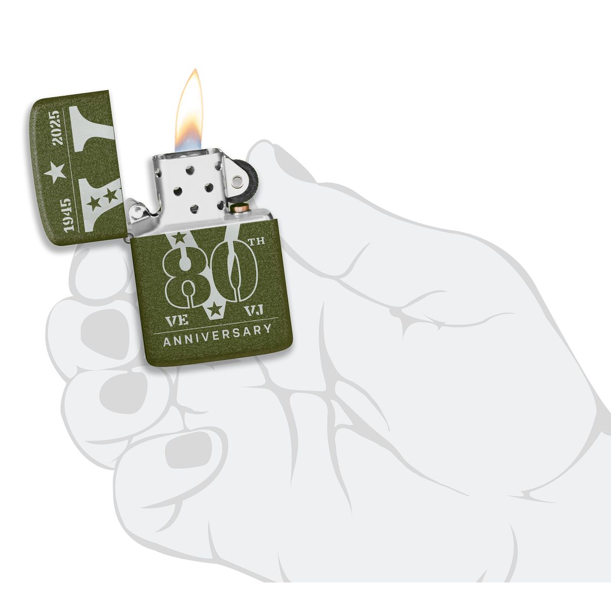 Zippo Lighter: VE/VJ 80th Anniversary - Green Crackle 46949