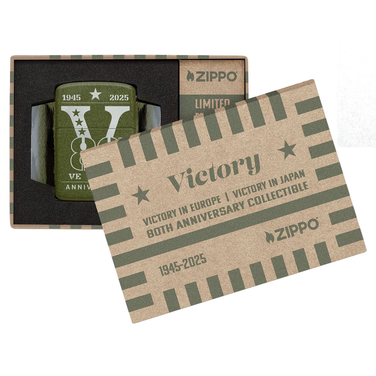 Zippo Lighter: VE/VJ 80th Anniversary - Green Crackle 46949