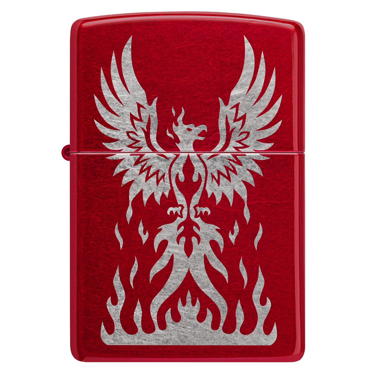 Zippo Lighter: Phoenix Rising Design, Engraved - Candy Apple Red