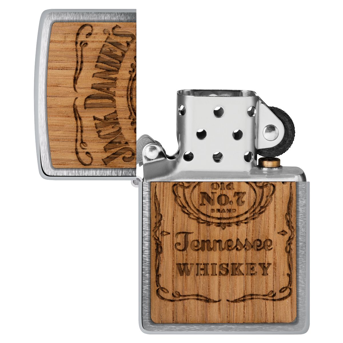 Zippo Lighter: Woodchuck Jack Daniel's - Brushed Chrome 48392