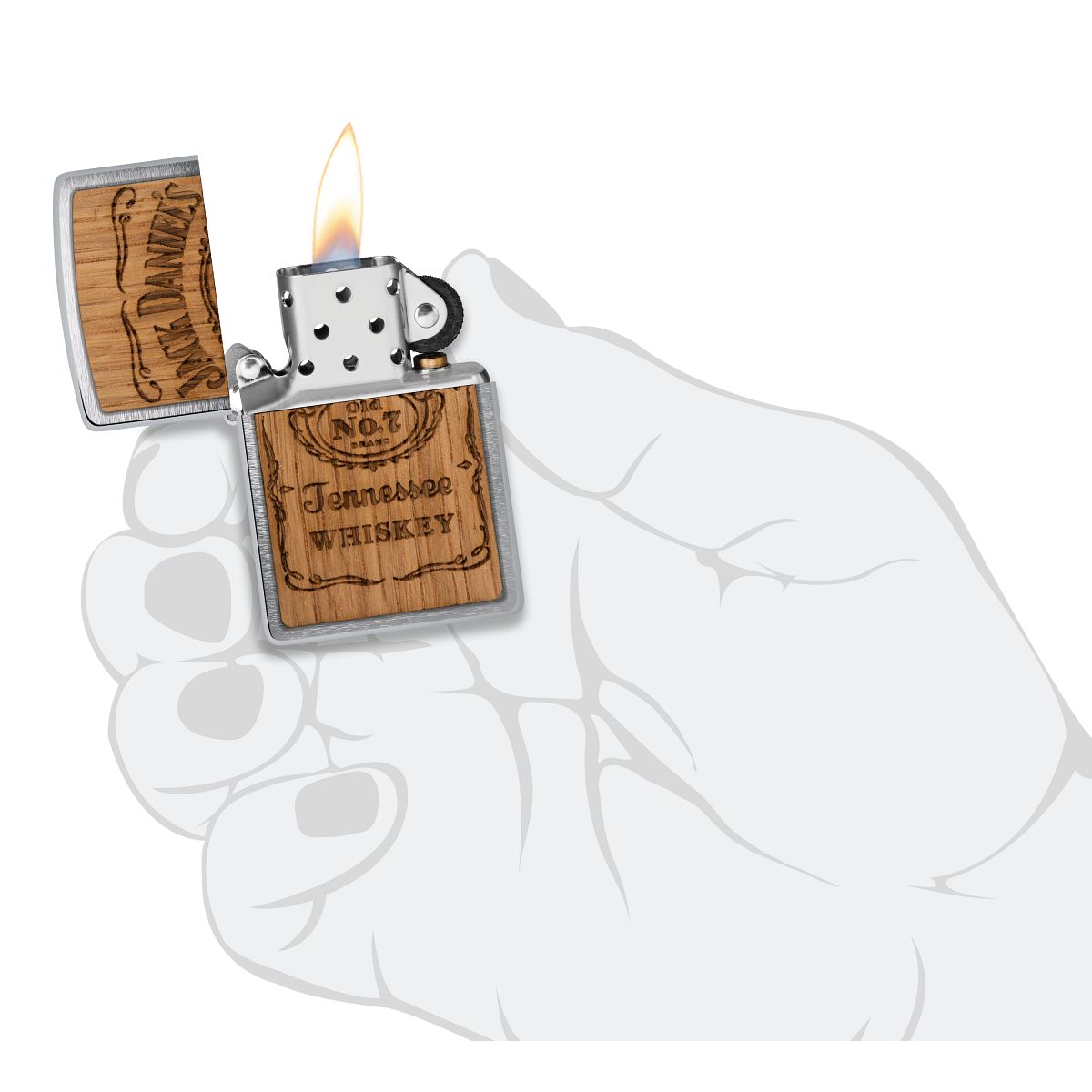 Zippo Lighter: Woodchuck Jack Daniel's - Brushed Chrome 48392