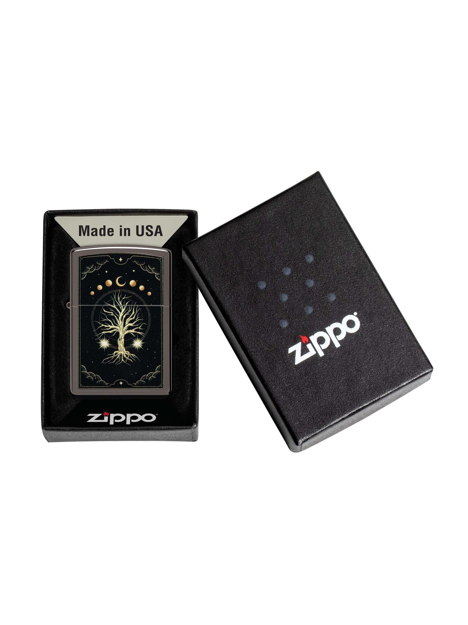 Zippo Lighter: Mystic Nature Design - Black Ice 48636