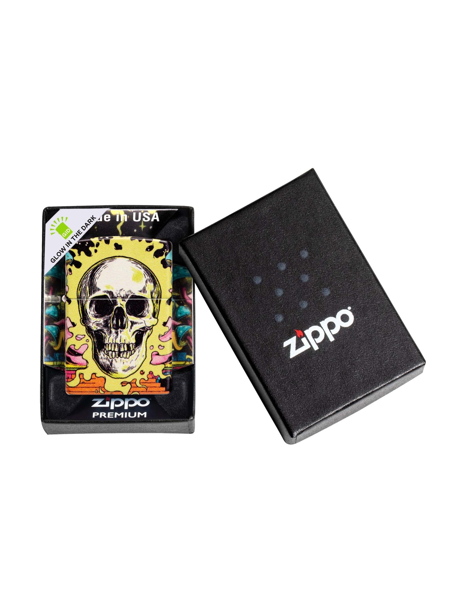 Zippo Lighter: Skull with Mushrooms, Glow in the Dark - 540 Color 48640