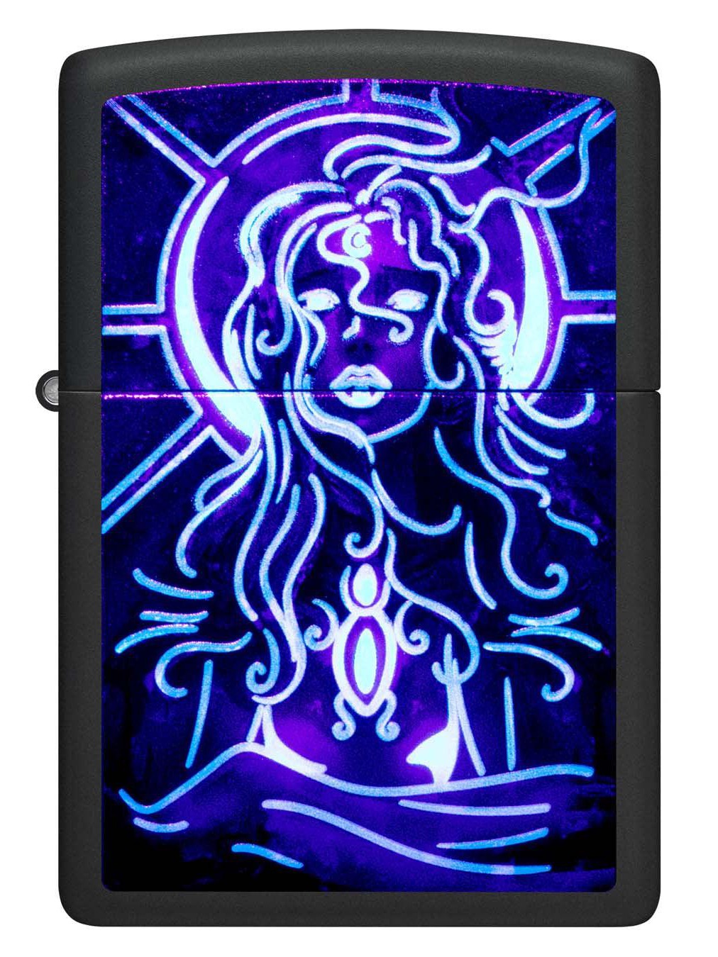Zippo Lighter: Cosmic Woman, Black Light - Black Matte 48646