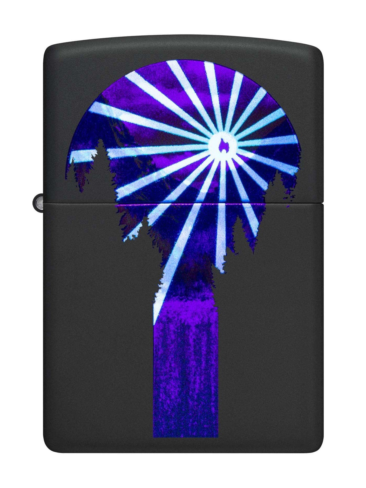 Zippo Lighter: Mountain Scene, Black Light - Black Matte 48676