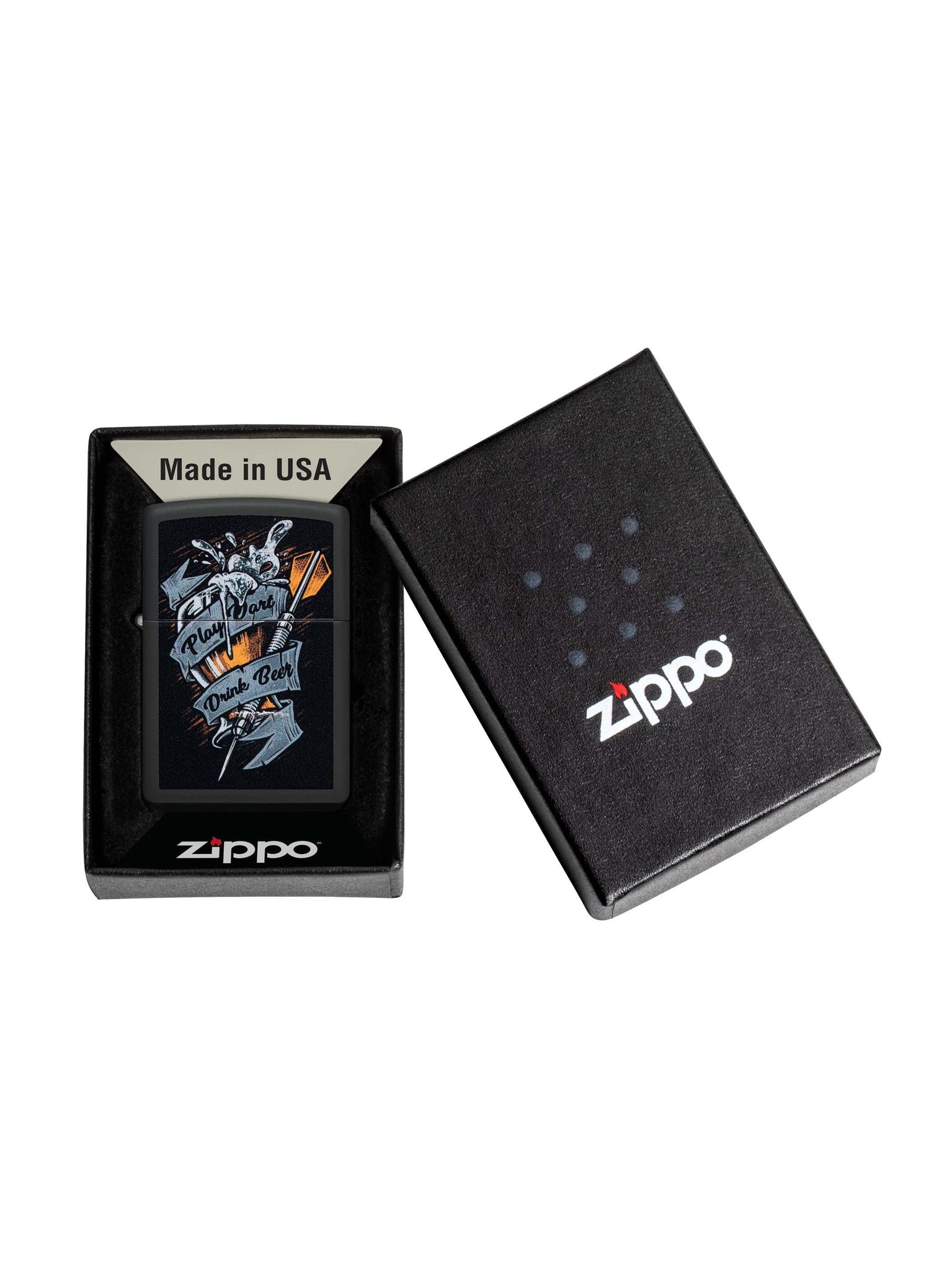 Zippo Lighter: Play Darts, Drink Beer - Black Matte 48679