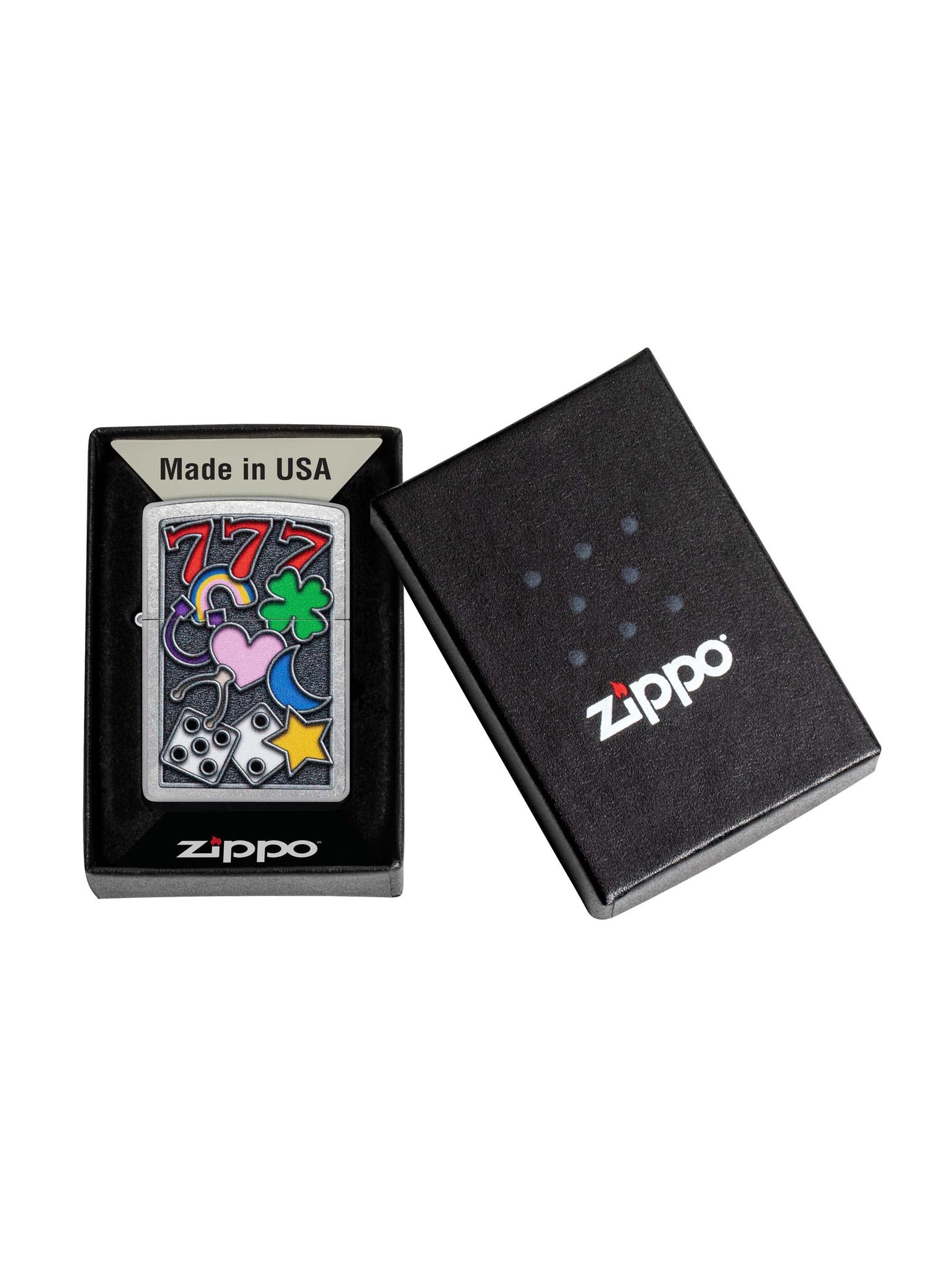 Zippo Lighter: Good Luck Symbols - Street Chrome 48682