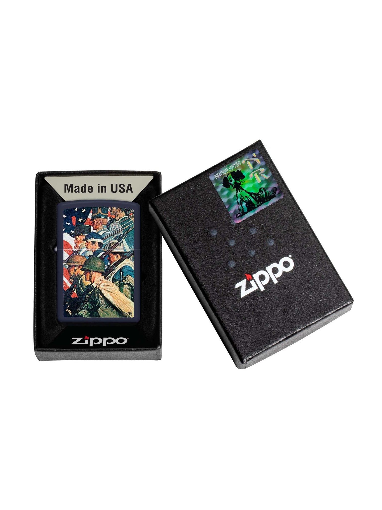 Zippo Lighter: Norman Rockwell, U.S. Army - Navy Blue Matte 48698