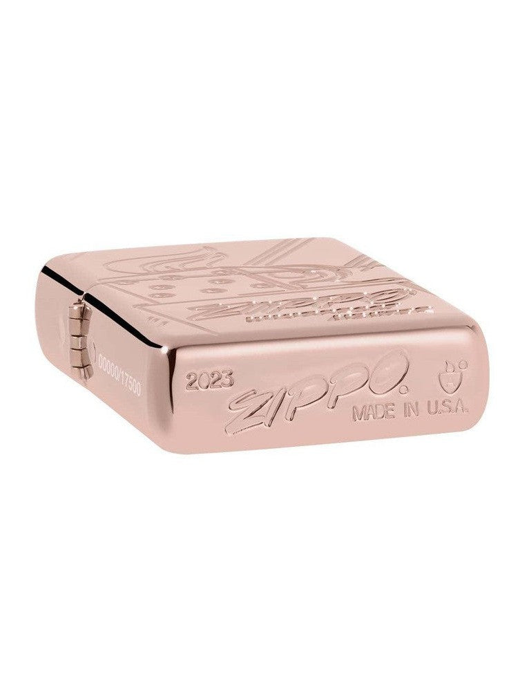 Zippo Lighter: Zippo Script Logo Collectible, Armor Engraved - High Polish Rose Gold 48768