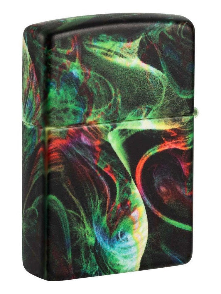 Zippo Lighter: Psychedelic Swirl, 540 Color - Glow-in-the-Dark Green 48774