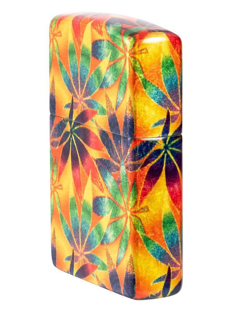 Zippo Lighter: Weed Leaves, 540 Fusion - 540 Tumbled Brass 48776
