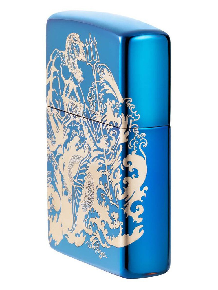 Zippo Lighter: Greek Mythology Design, Photo Image 360 - High Polish Blue 48787