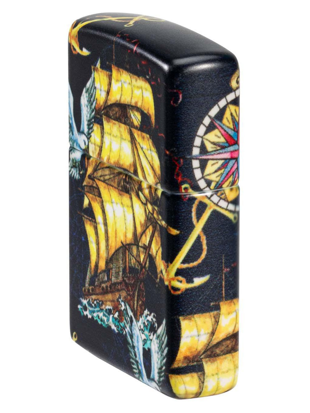 Zippo Lighter: Nautical Design With Ship - 540 White Matte 48813