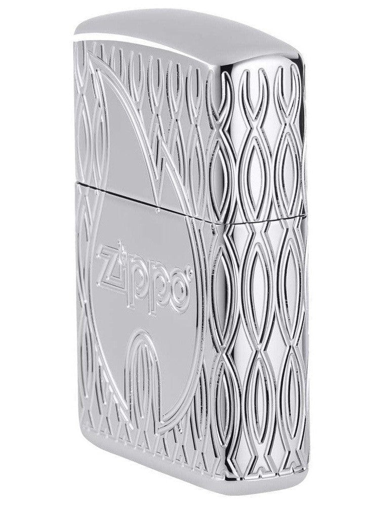 Zippo Lighter: Zippo Flame Design, Armor Multicut Engraved - High Polish Chrome 48838
