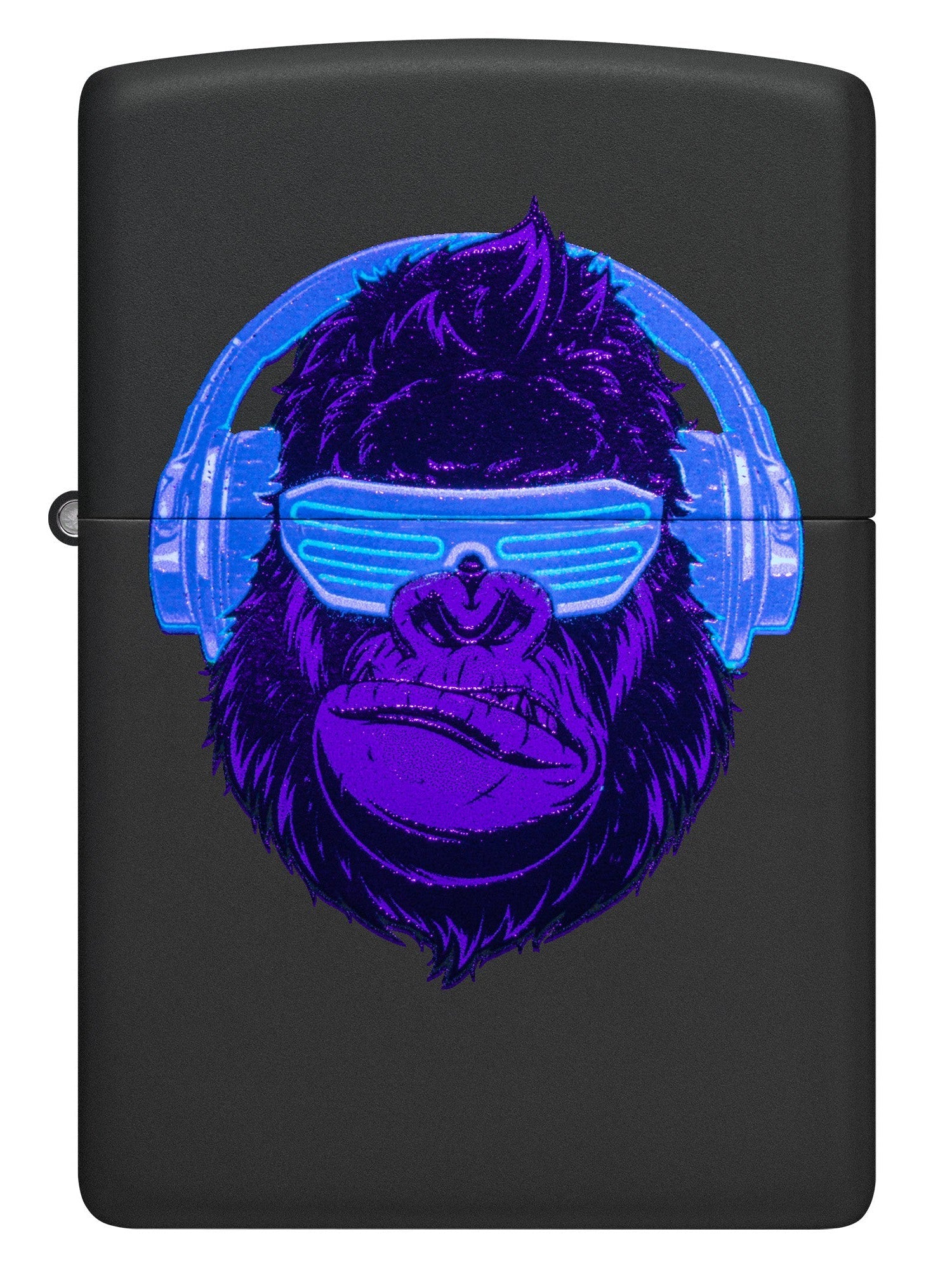 Zippo Lighter: Neon Gorilla with Blacklight - Black Matte 48841