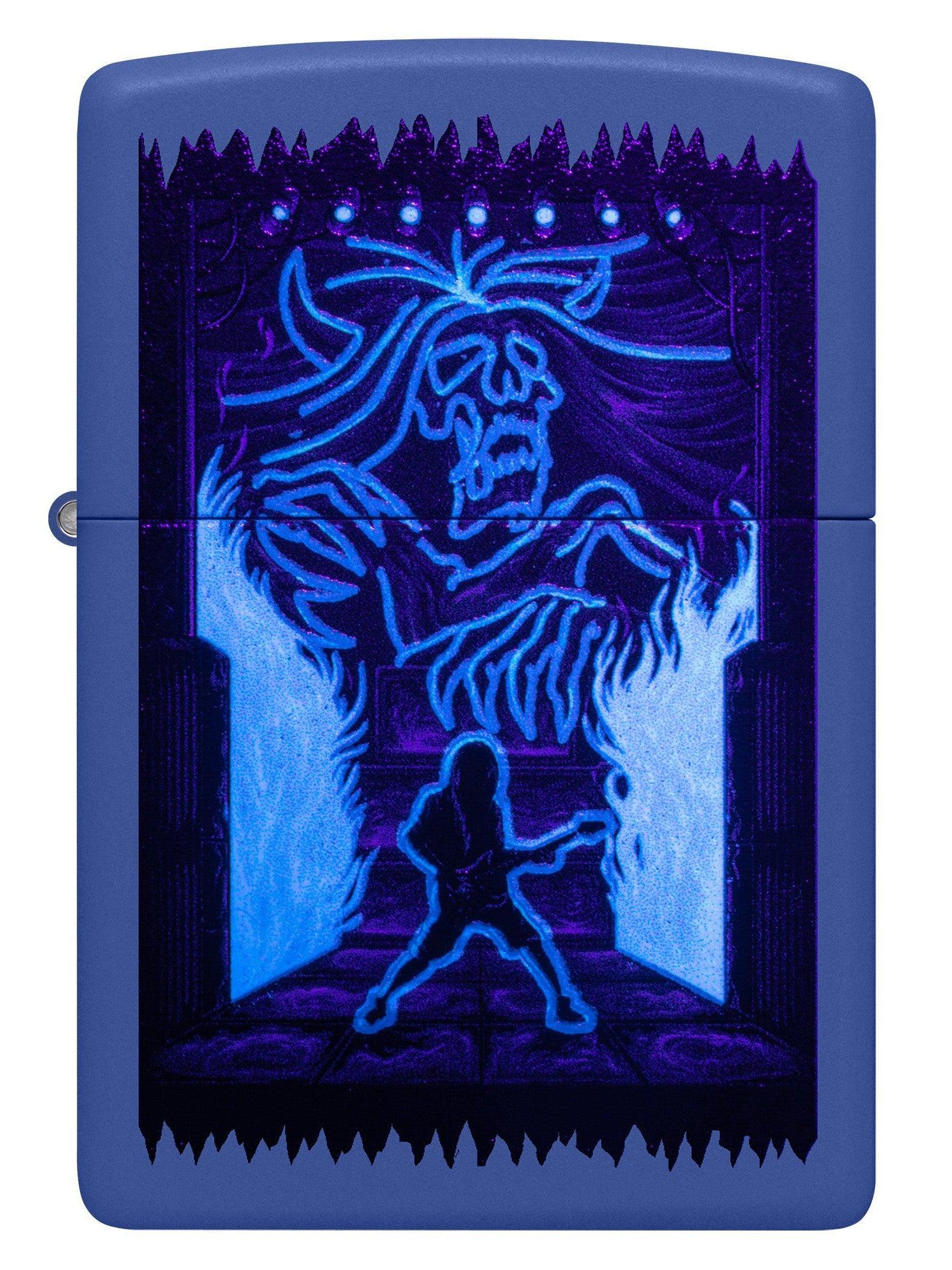 Zippo Lighter: Gothic Rock Music with Blacklight - Royal Blue Matte 48843