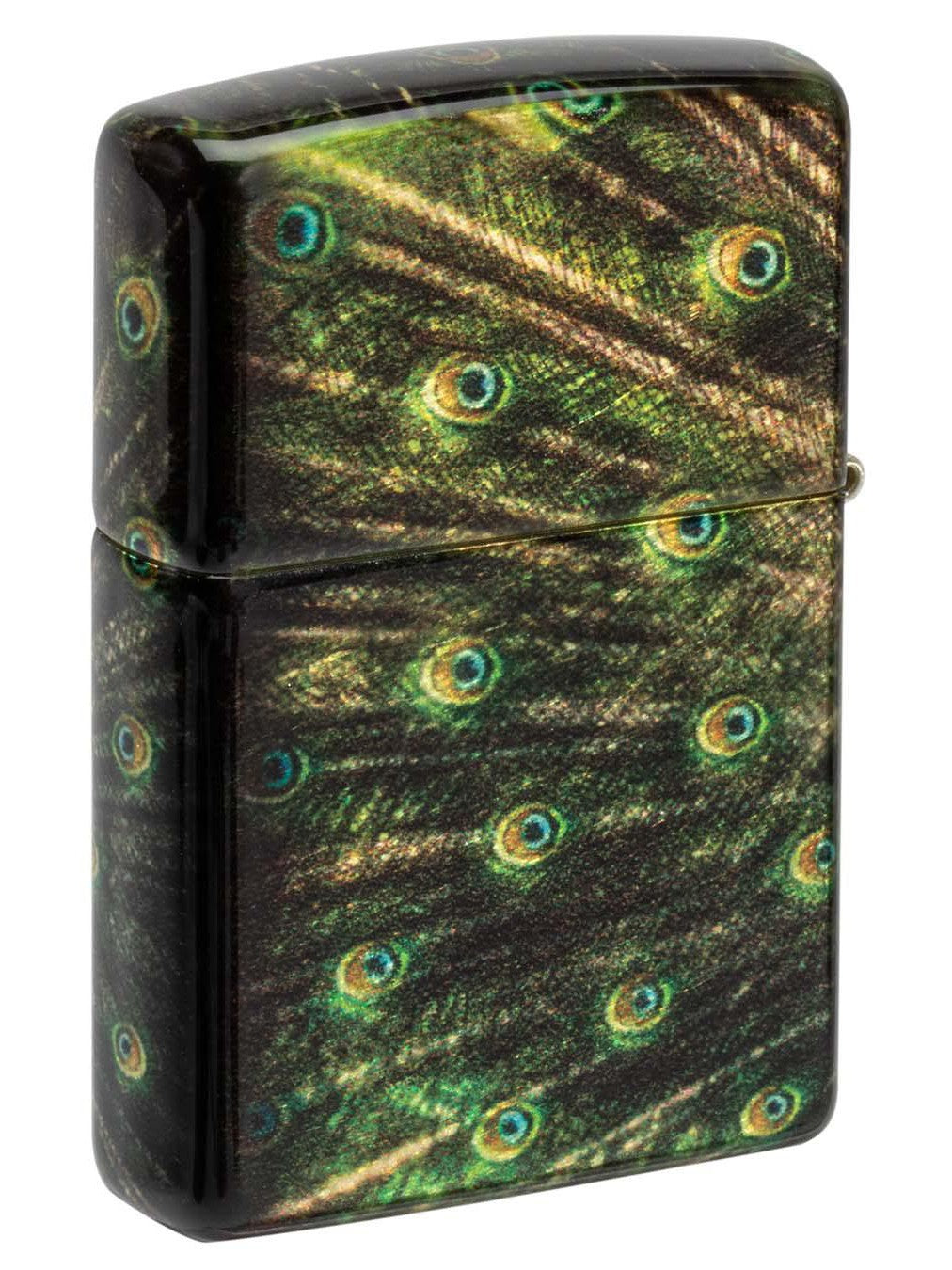 Zippo Lighter: Peacock Design - 540 Tumbled Brass 48846