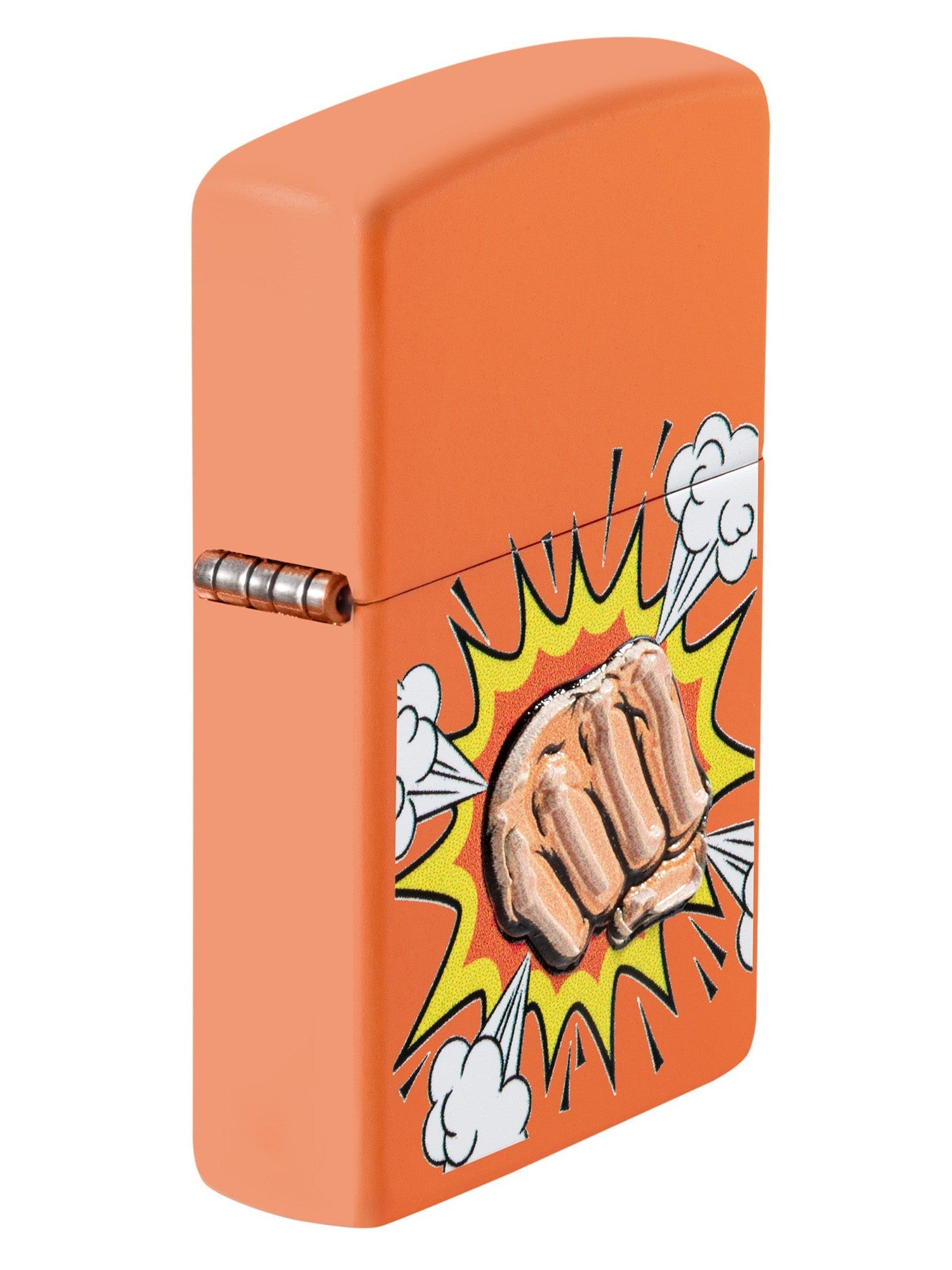 Zippo Lighter: Closed Fist, Raised Print - Orange Matte 48868