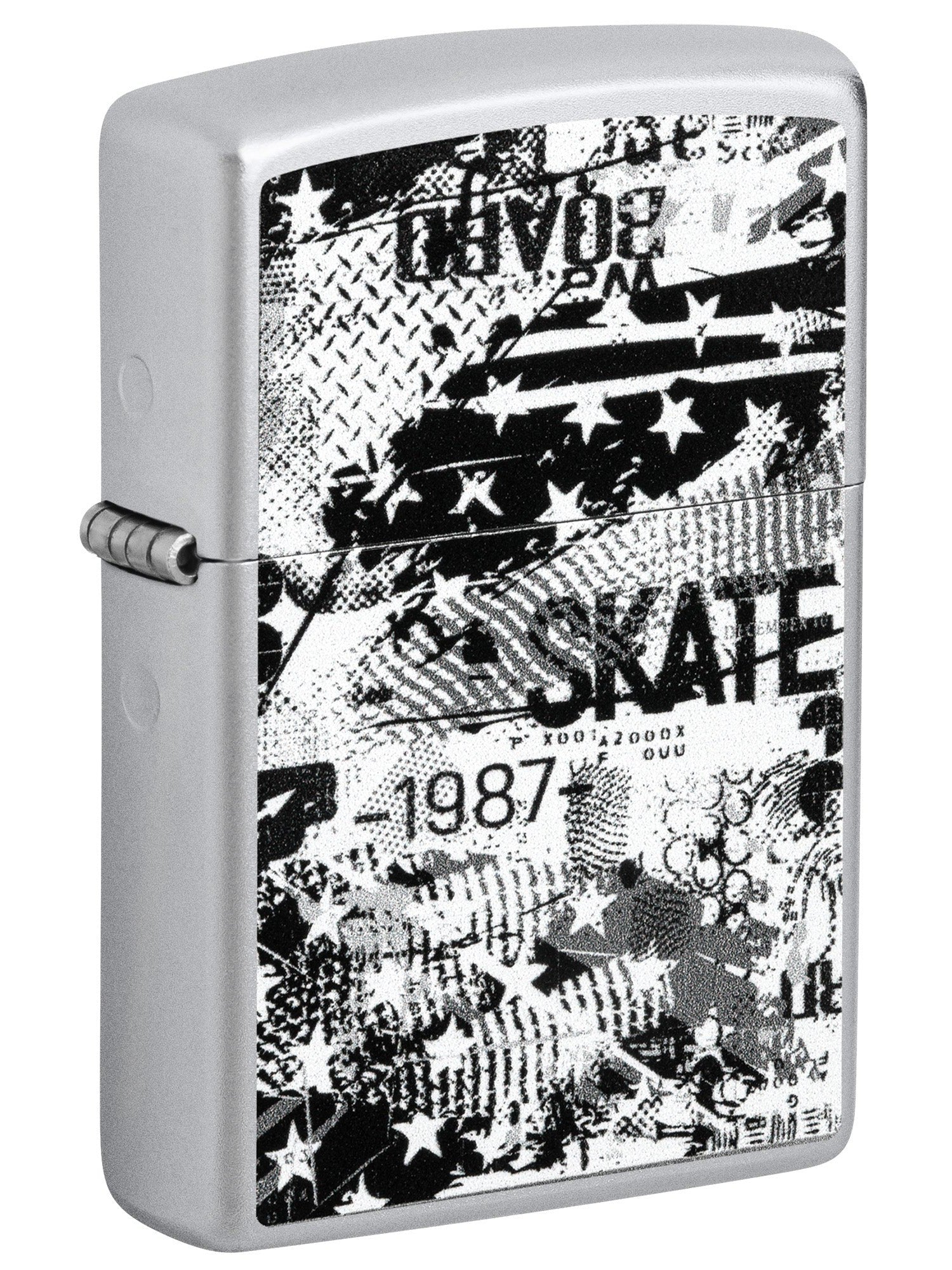 Zippo Lighter: Grunge Skater Design - Satin Chrome 48869