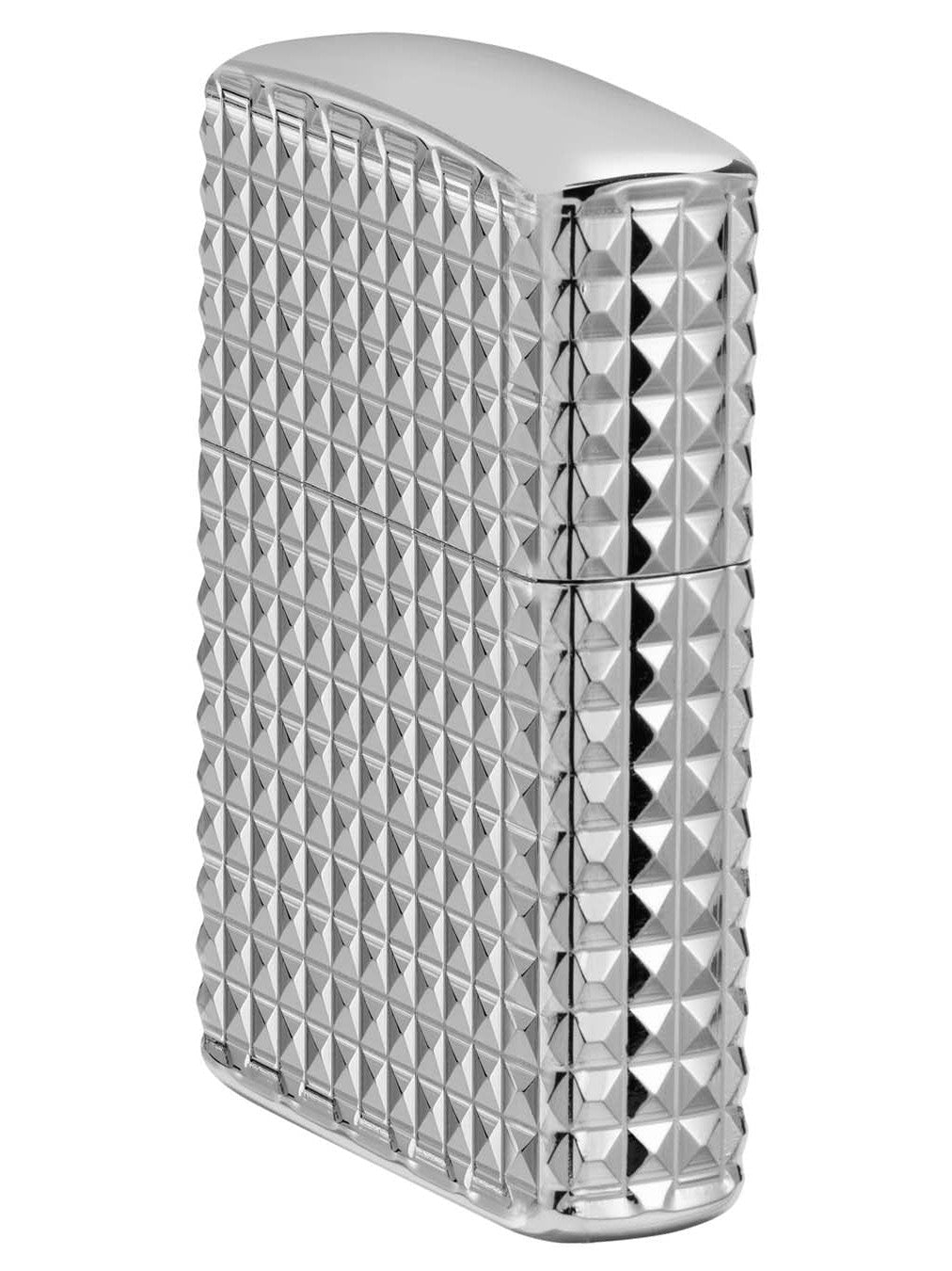 Zippo Lighter: Armor MultiCut Geometric Diamond Design - High Polish Chrome 48880