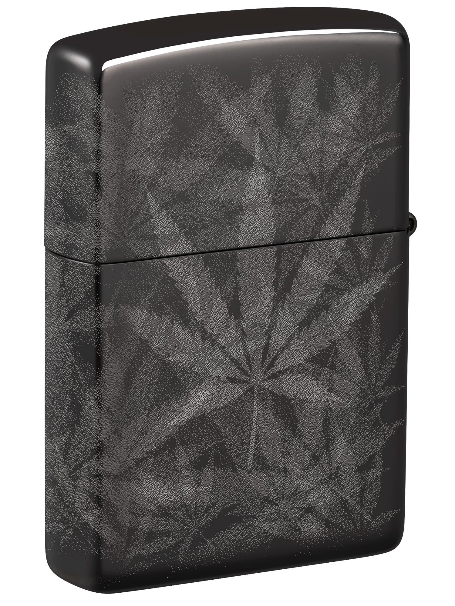 Zippo Lighter: Weed Leaved, Photo 360 - High Polish Black 48924