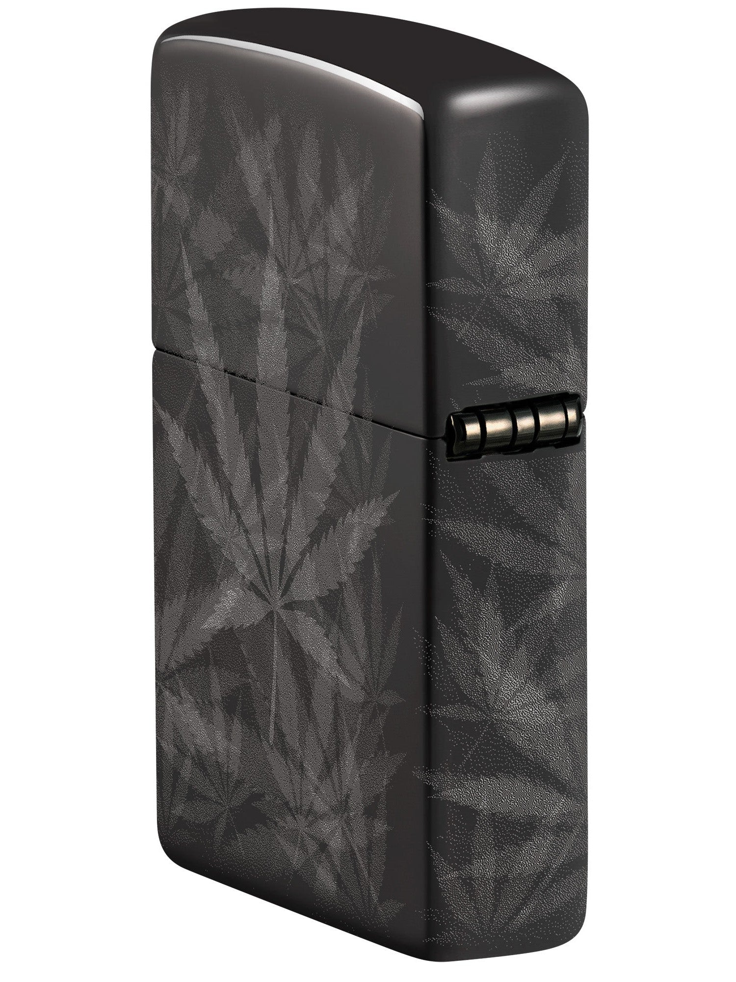 Zippo Lighter: Weed Leaved, Photo 360 - High Polish Black 48924