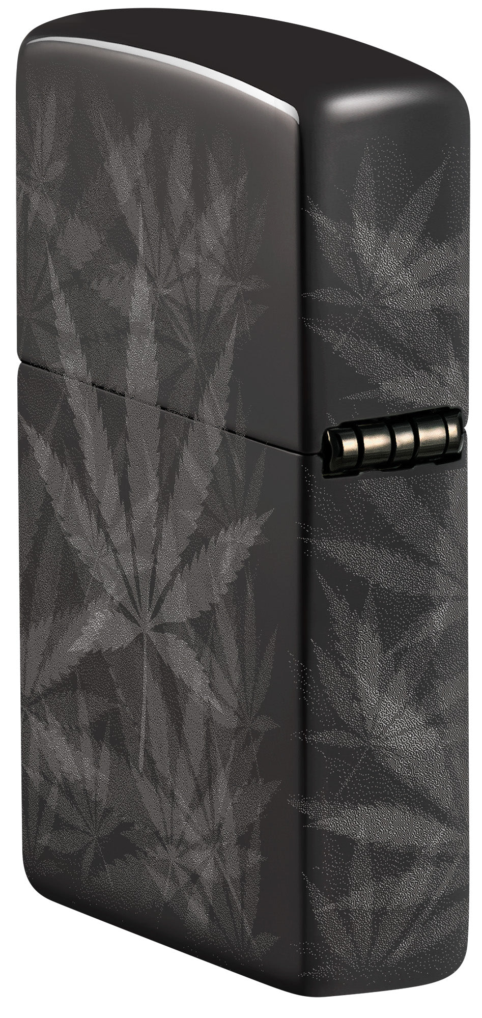Zippo Lighter: Weed Leaved, Photo 360 - High Polish Black 48924