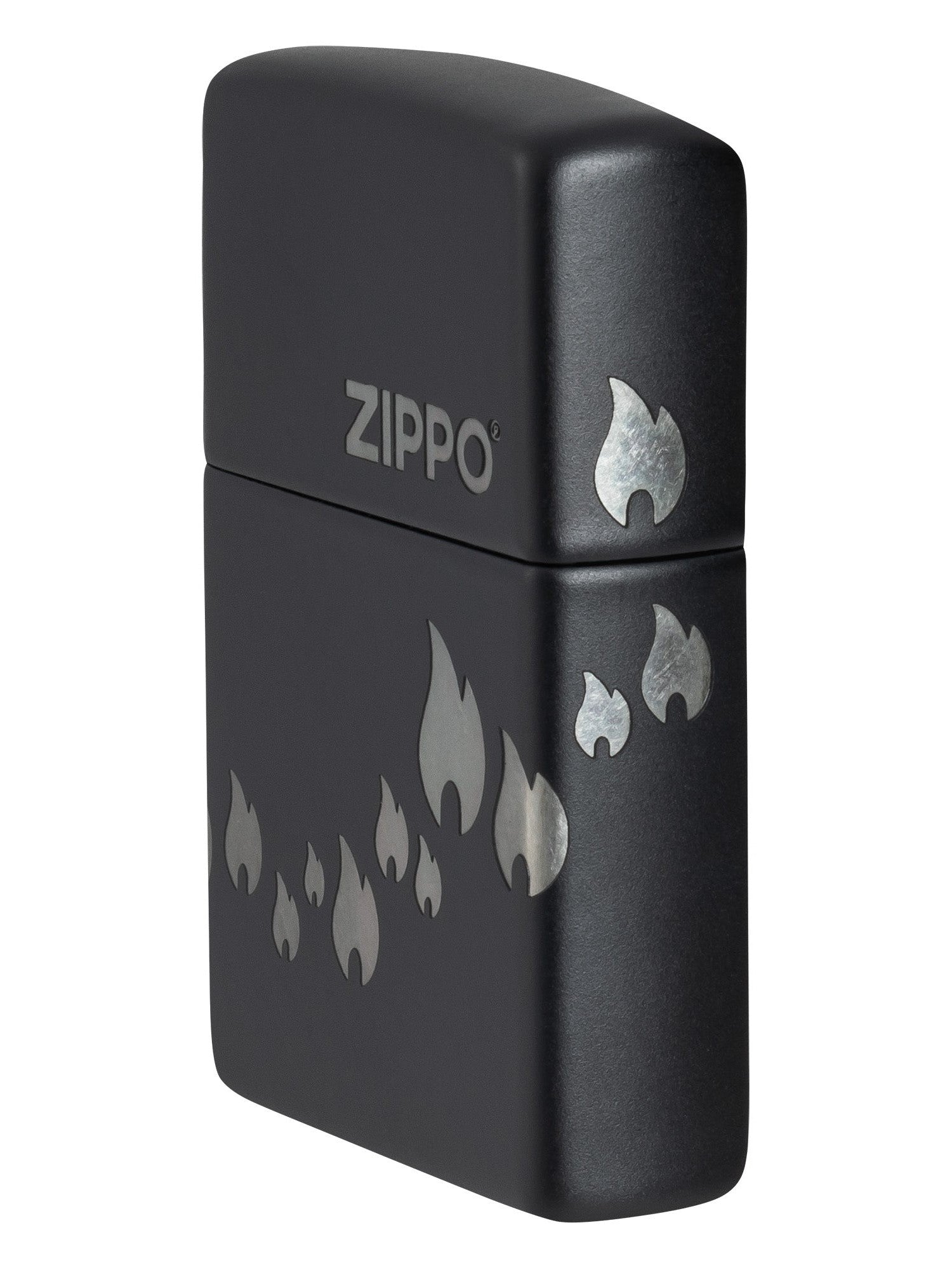 Zippo Lighter: Zippo Flames, Laser 360 - Black Matte 48980