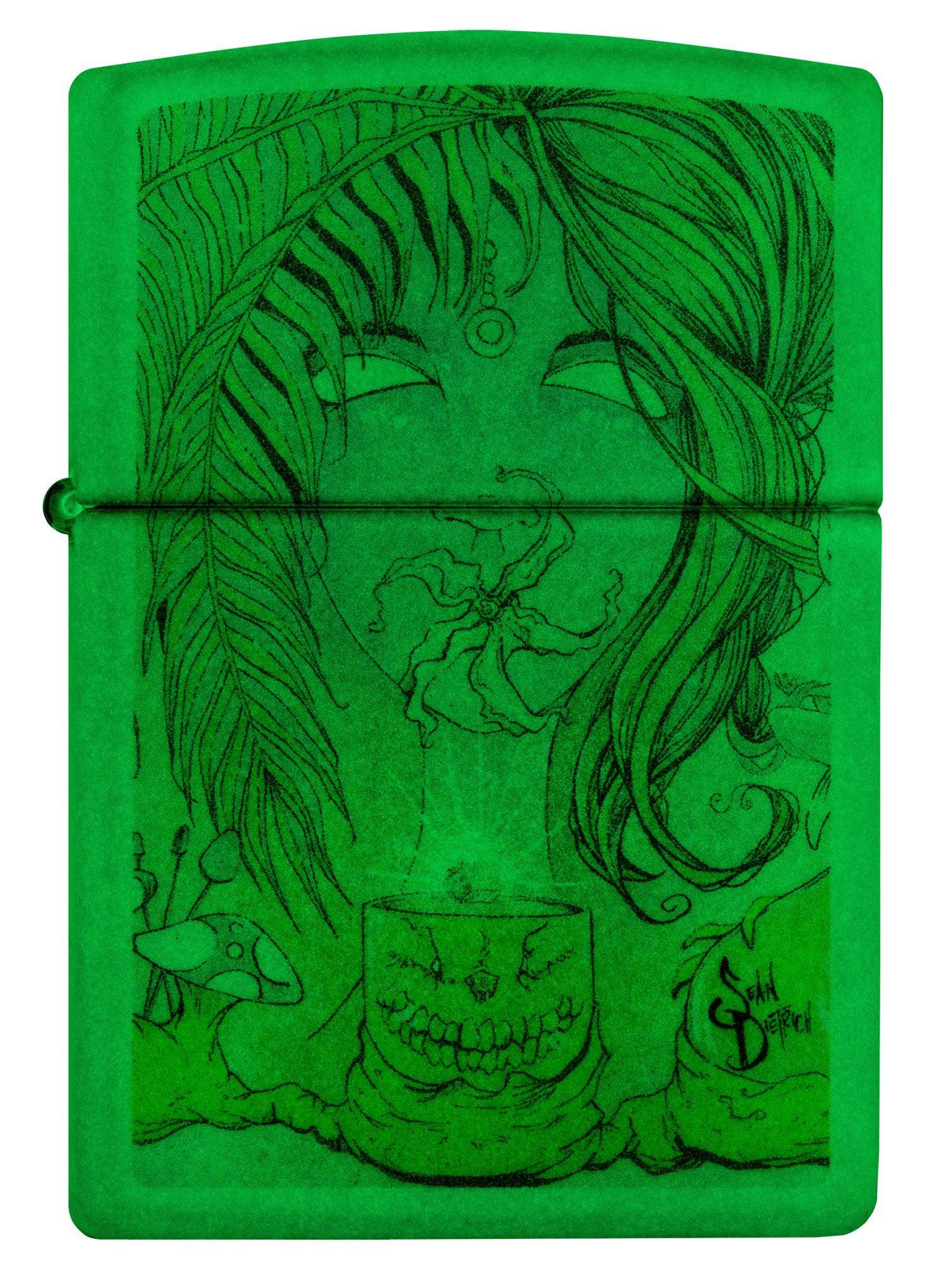 Zippo Lighter: Sugar Cube by Sean Dietrich - Glow-in-the-Dark Green 48995