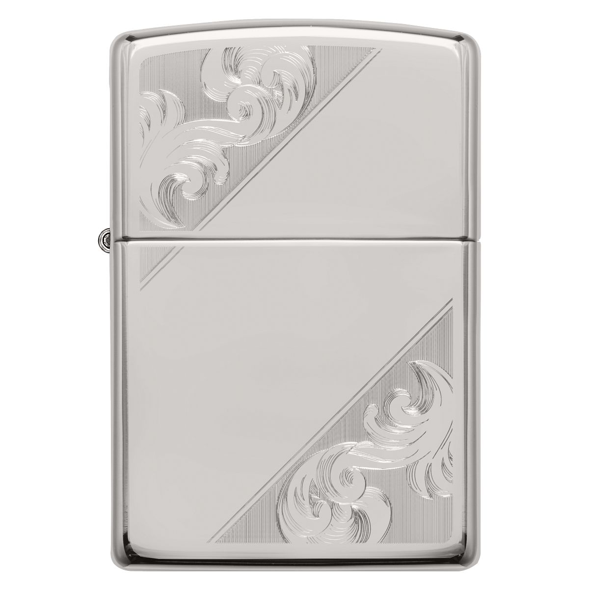 Zippo Lighter: Sterling Silver Diagonal Filigree, Engraved - High