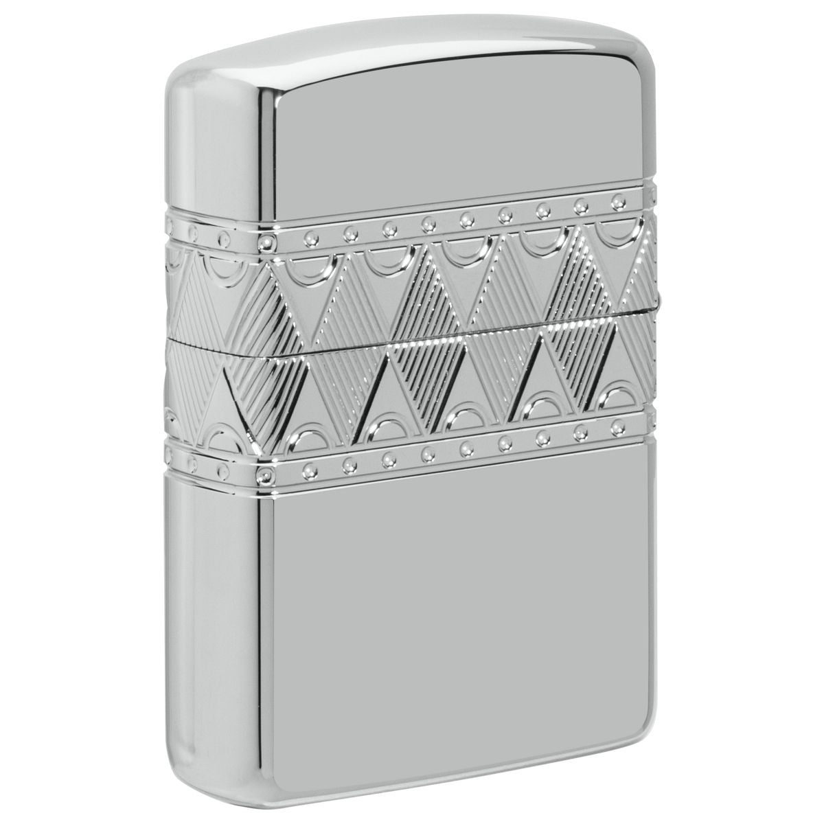 Zippo Lighter: Sterling Silver Diamond Pattern, Engraved Armor 