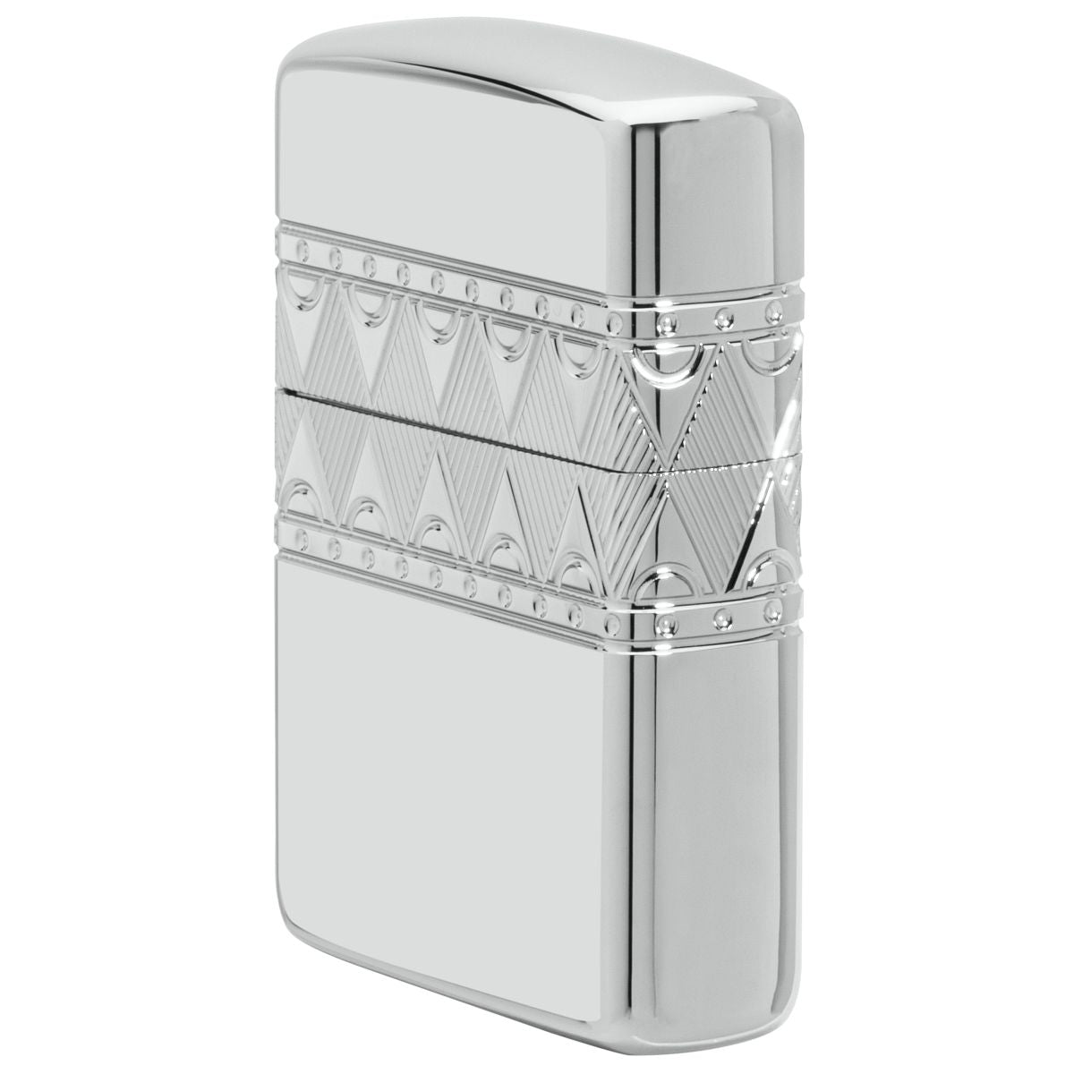 Zippo Lighter: Sterling Silver Diamond Pattern, Engraved Armor
