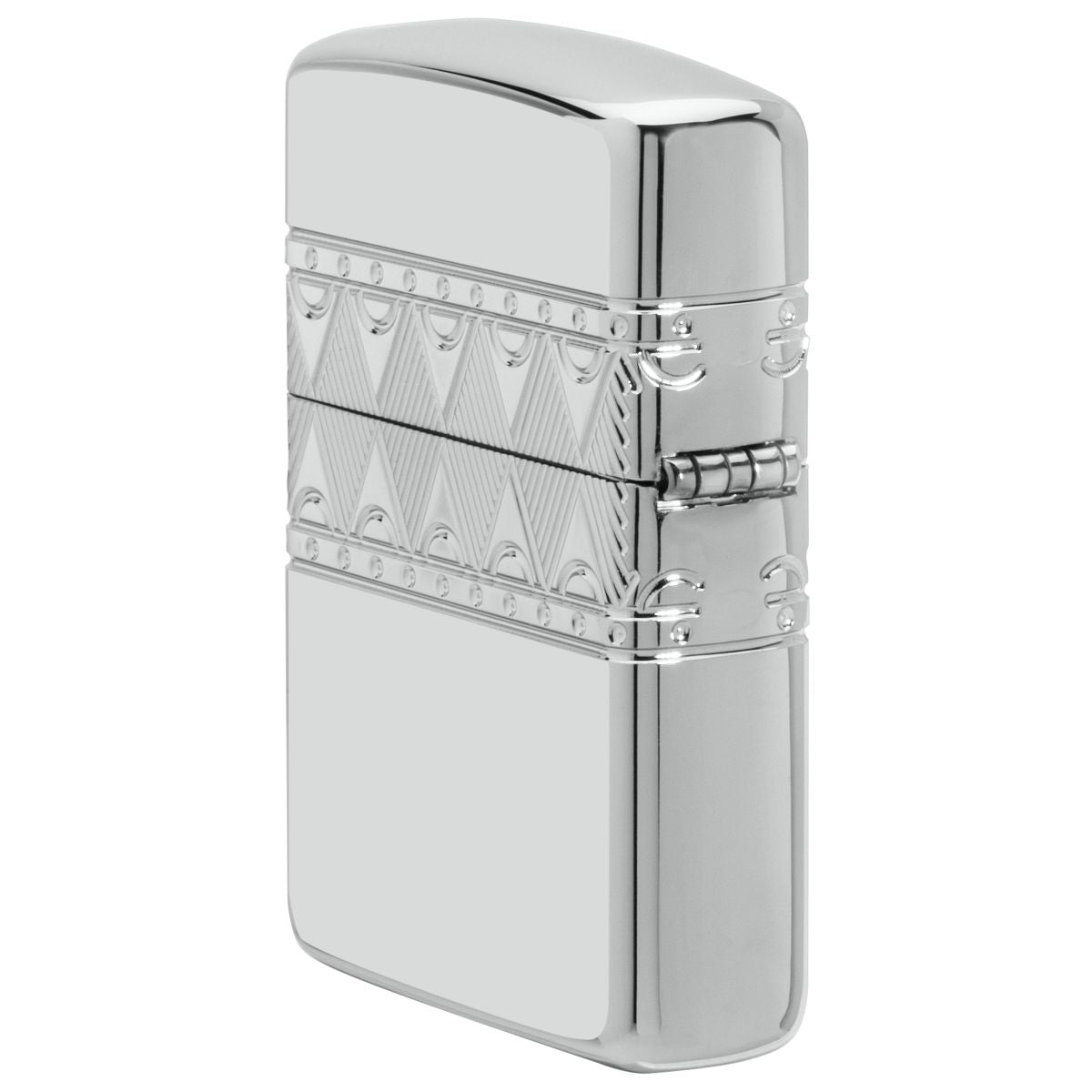 Zippo Lighter: Sterling Silver Diamond Pattern, Engraved Armor