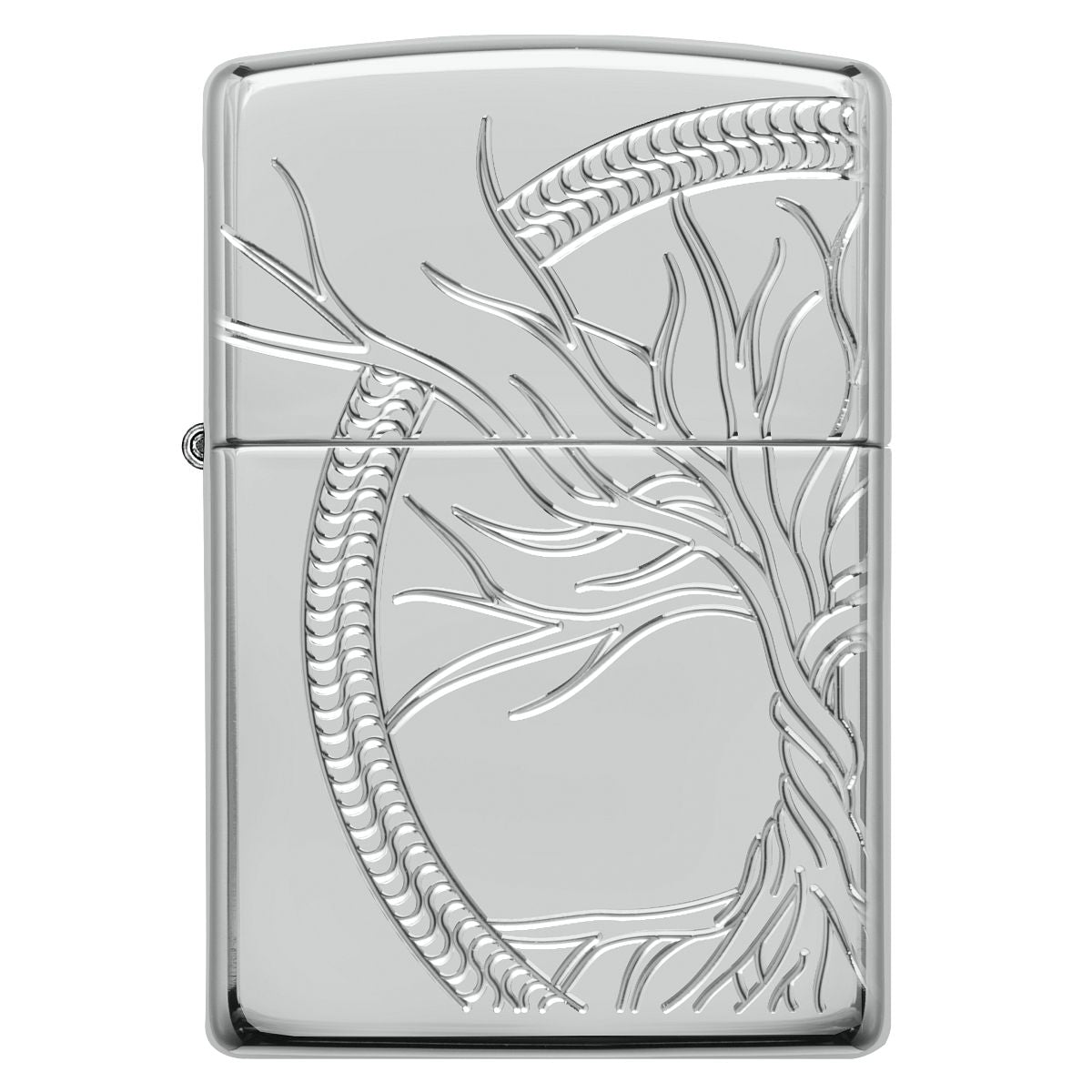 Zippo Lighter: Sterling Silver Tree of Life, MultiCut Armor - High