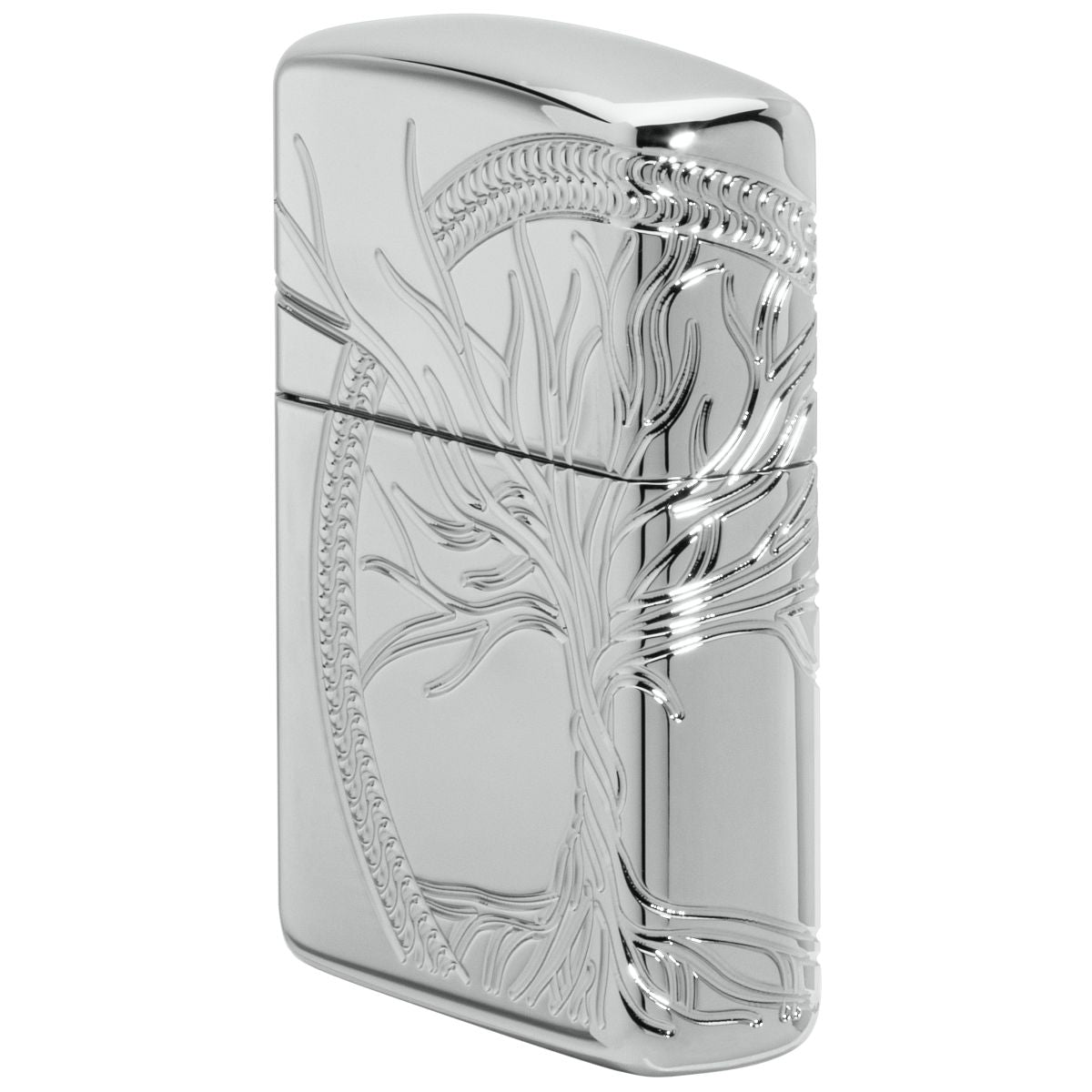 Zippo Lighter: Sterling Silver Tree of Life, MultiCut Armor - High