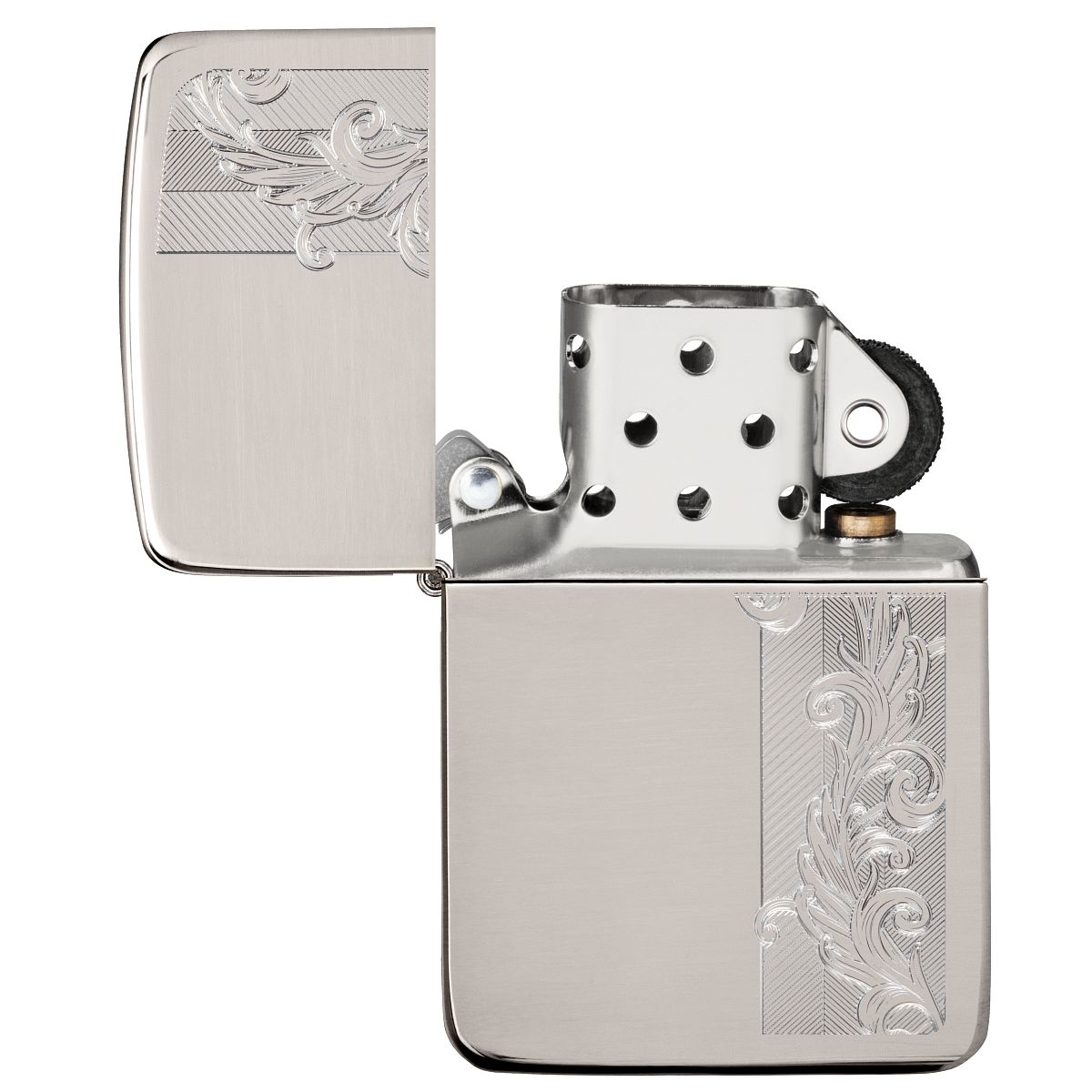 Zippo Lighter: Sterling Silver Herringbone Filigree - Hand Satin