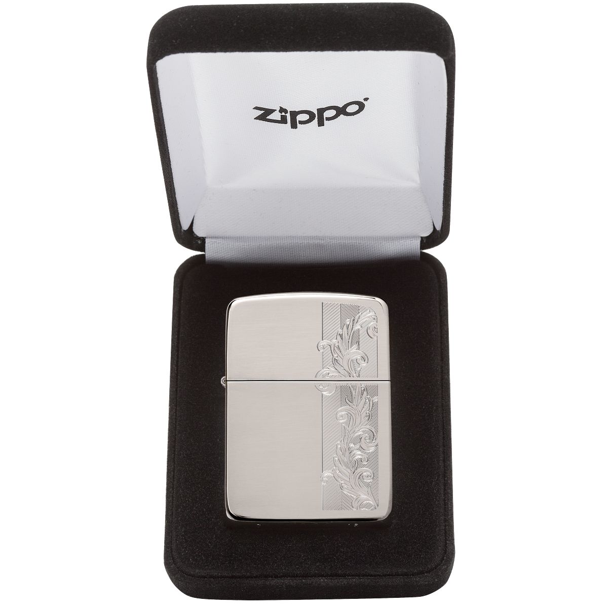 Zippo Lighter: Sterling Silver Herringbone Filigree - Hand Satin