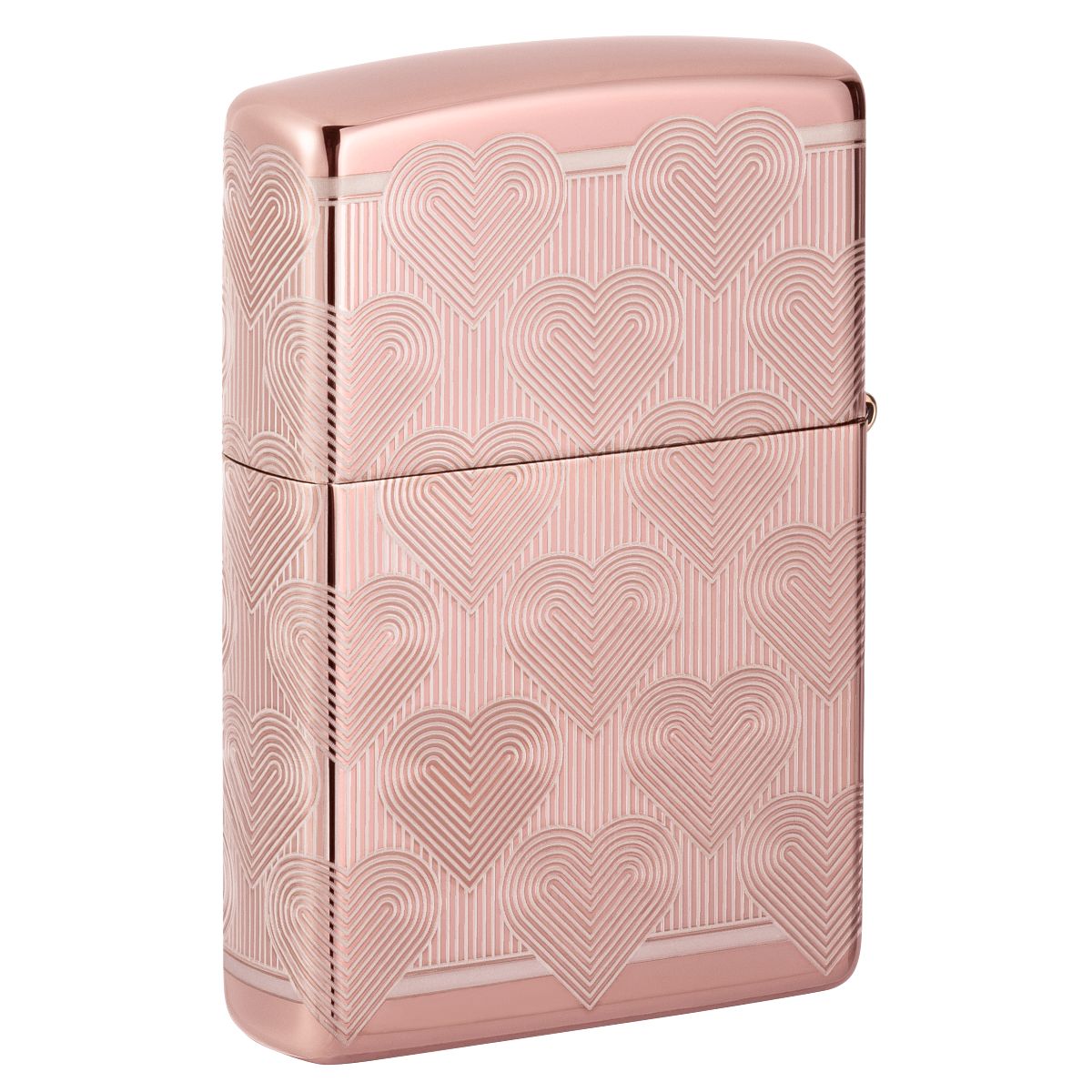 Zippo Lighter: Engraved Hearts, Laser 360 - High Polish Rose Gold
