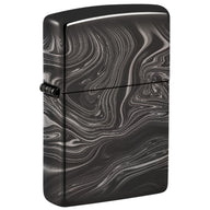 Zippo Lighter: Marble Pattern - High Polish Black 49812