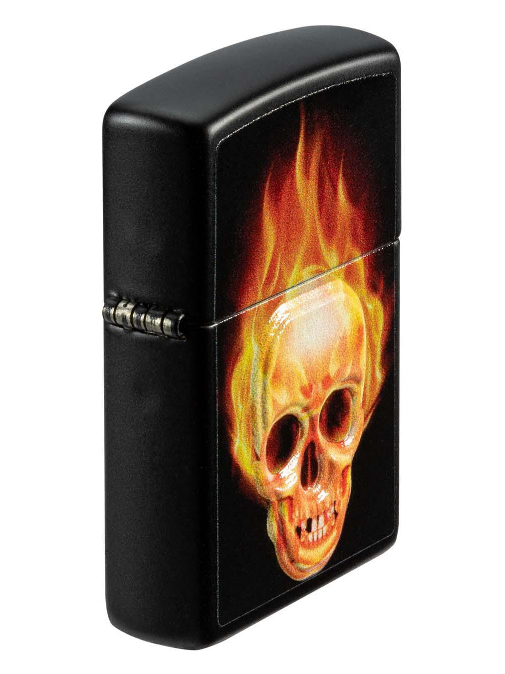 Zippo Lighter: Flaming Skull, Texture - Black Matte 49925
