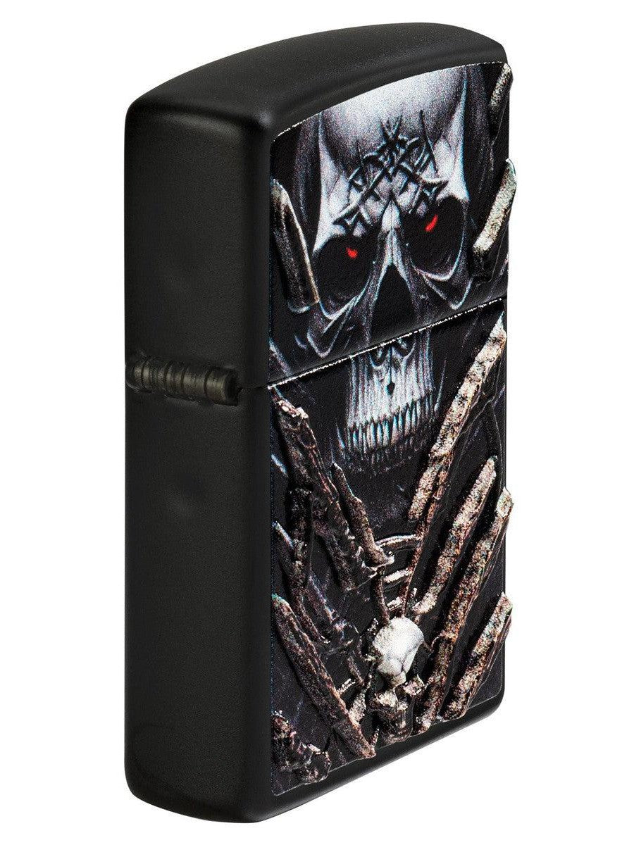 Zippo Lighter: Skull With Texture Bones - Black Matte 81435