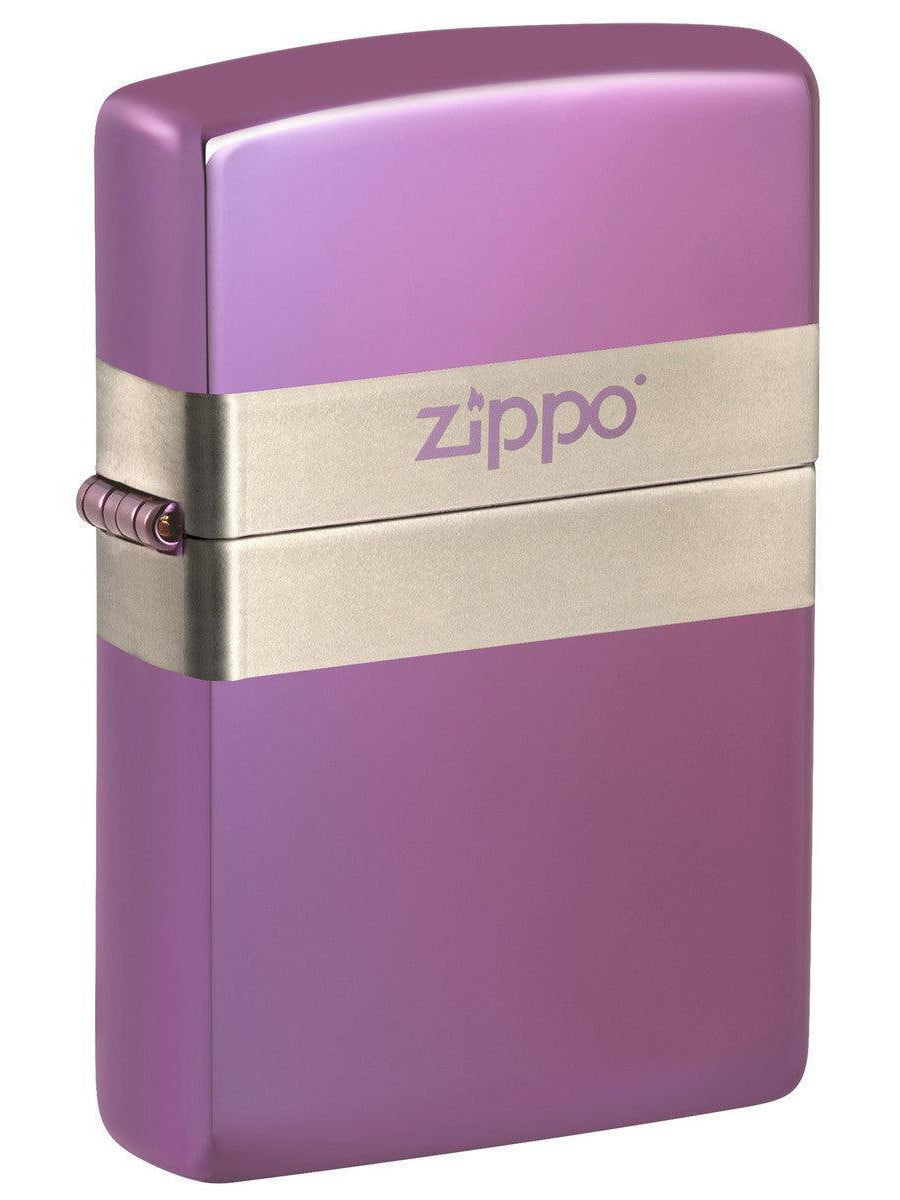 Zippo Lighter: Ribbon with Zippo Logo, Engraved - High Polish Purple 81485