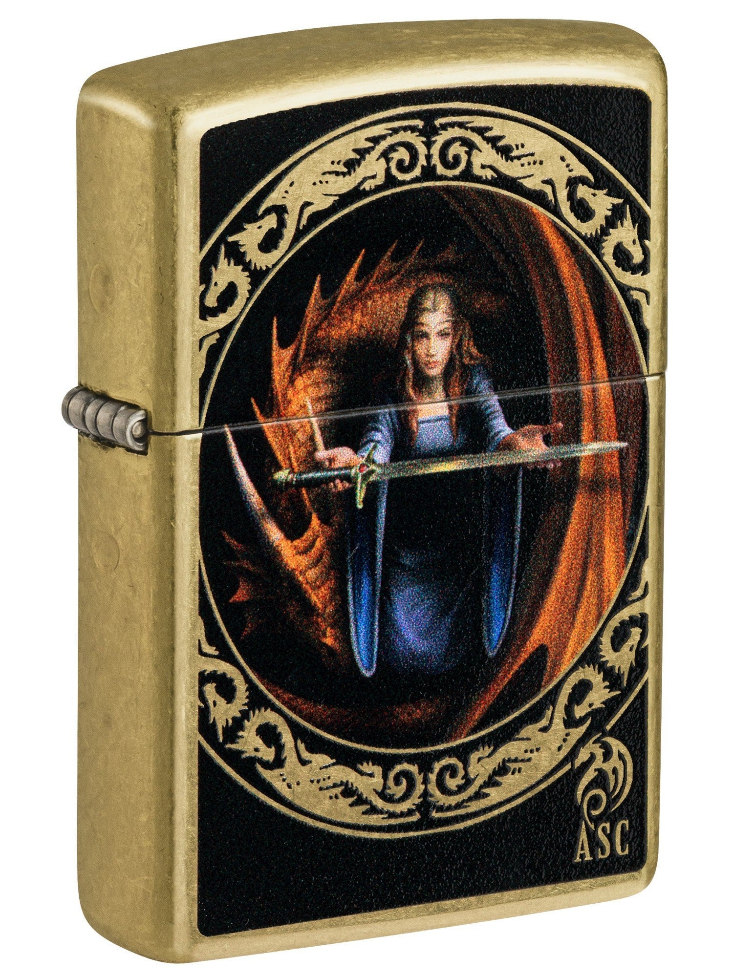 Zippo Lighter: Anne Stokes Dragon and Sword - Street Brass 81495