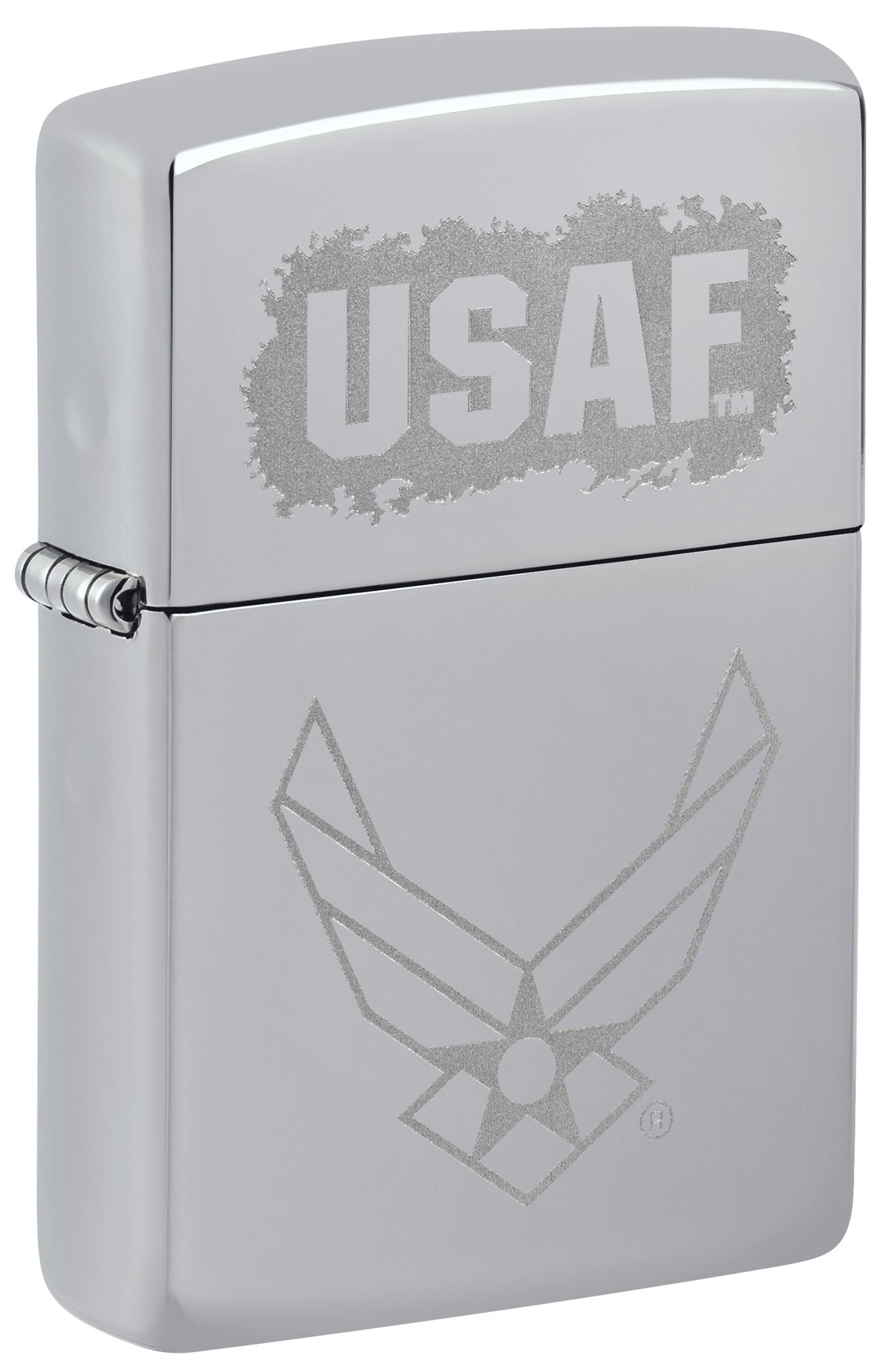 Zippo Lighter: USAF Air Force Engraved Logo - High Polish Chrome 81536